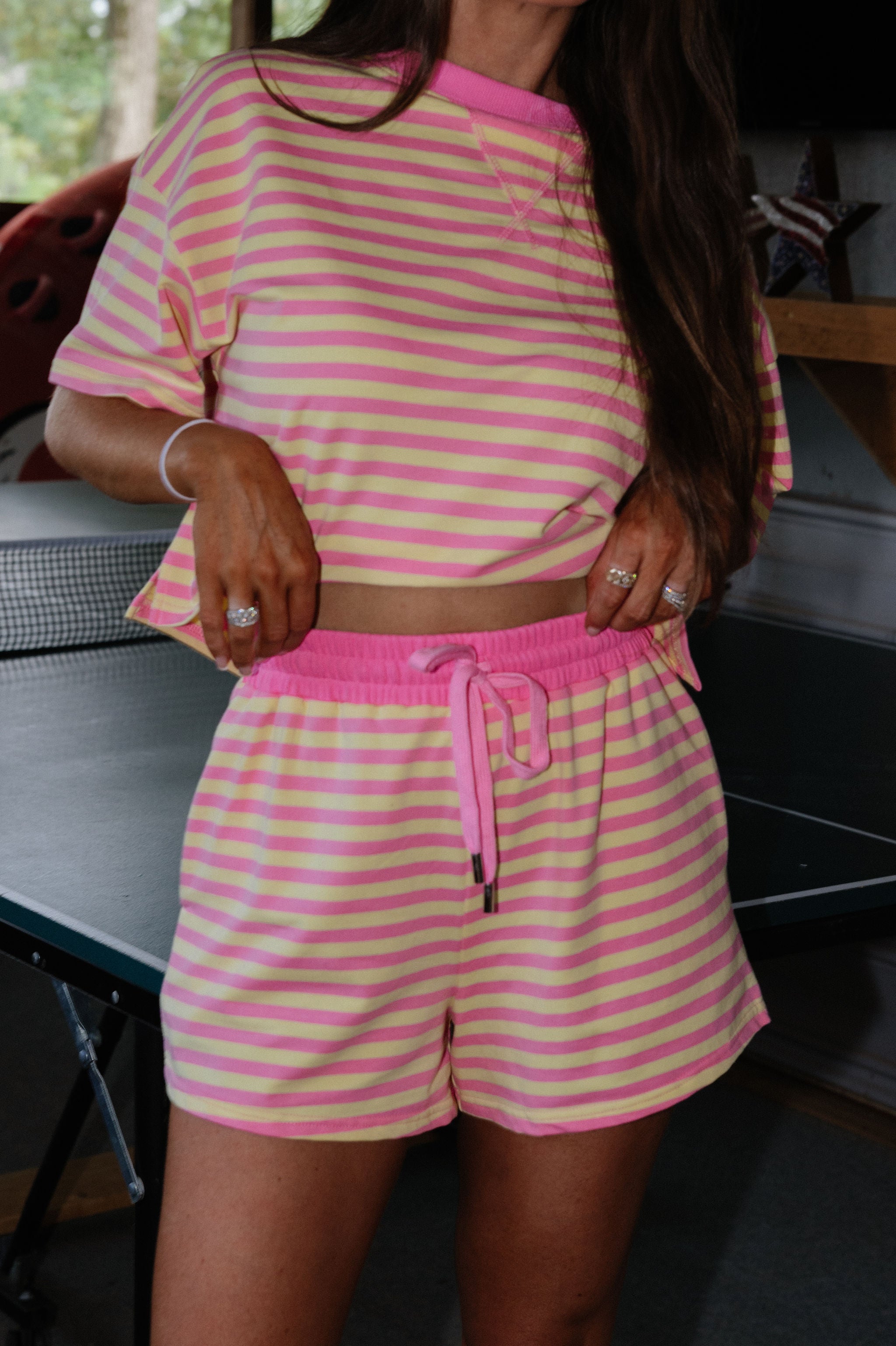 Boxy Terry Short Sets-Pink Lemonade