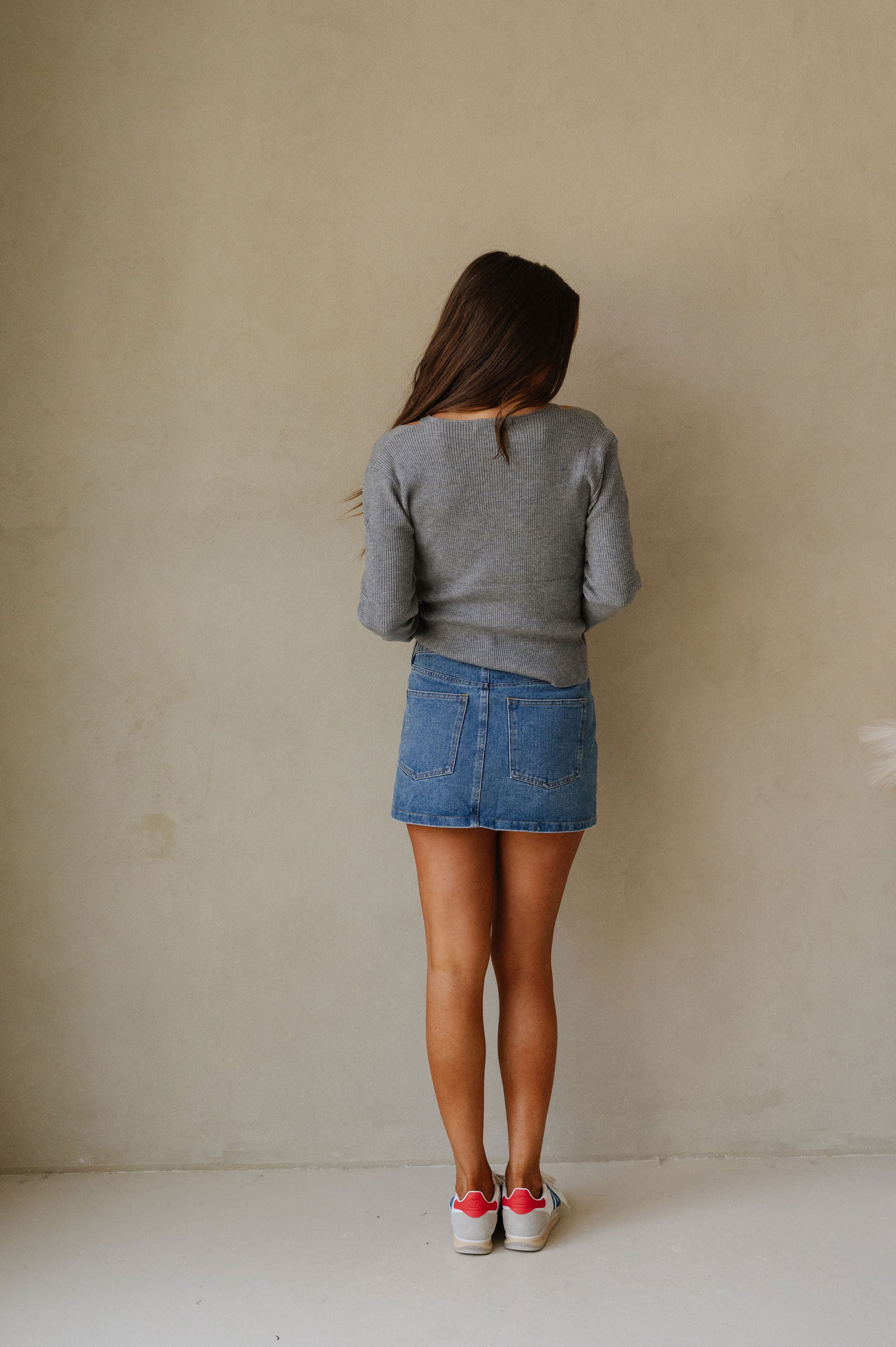 Layered Cut Out Cardigan-Heather Grey