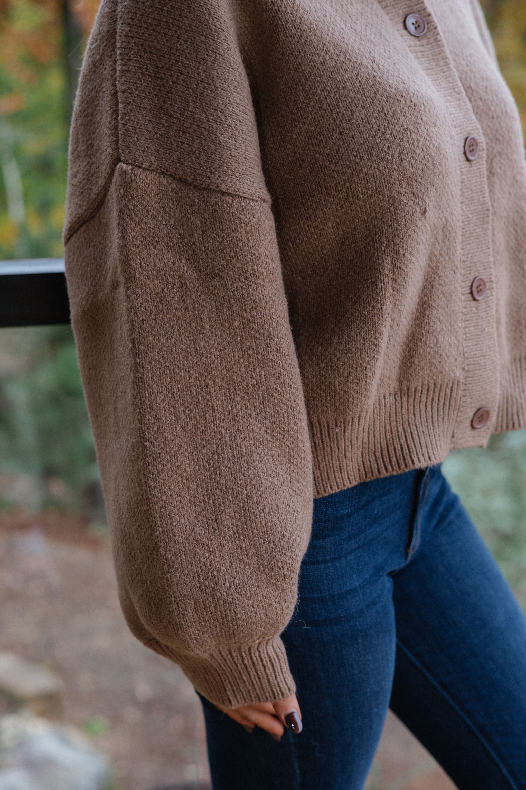 Dara Crewneck Cardigan-Brown