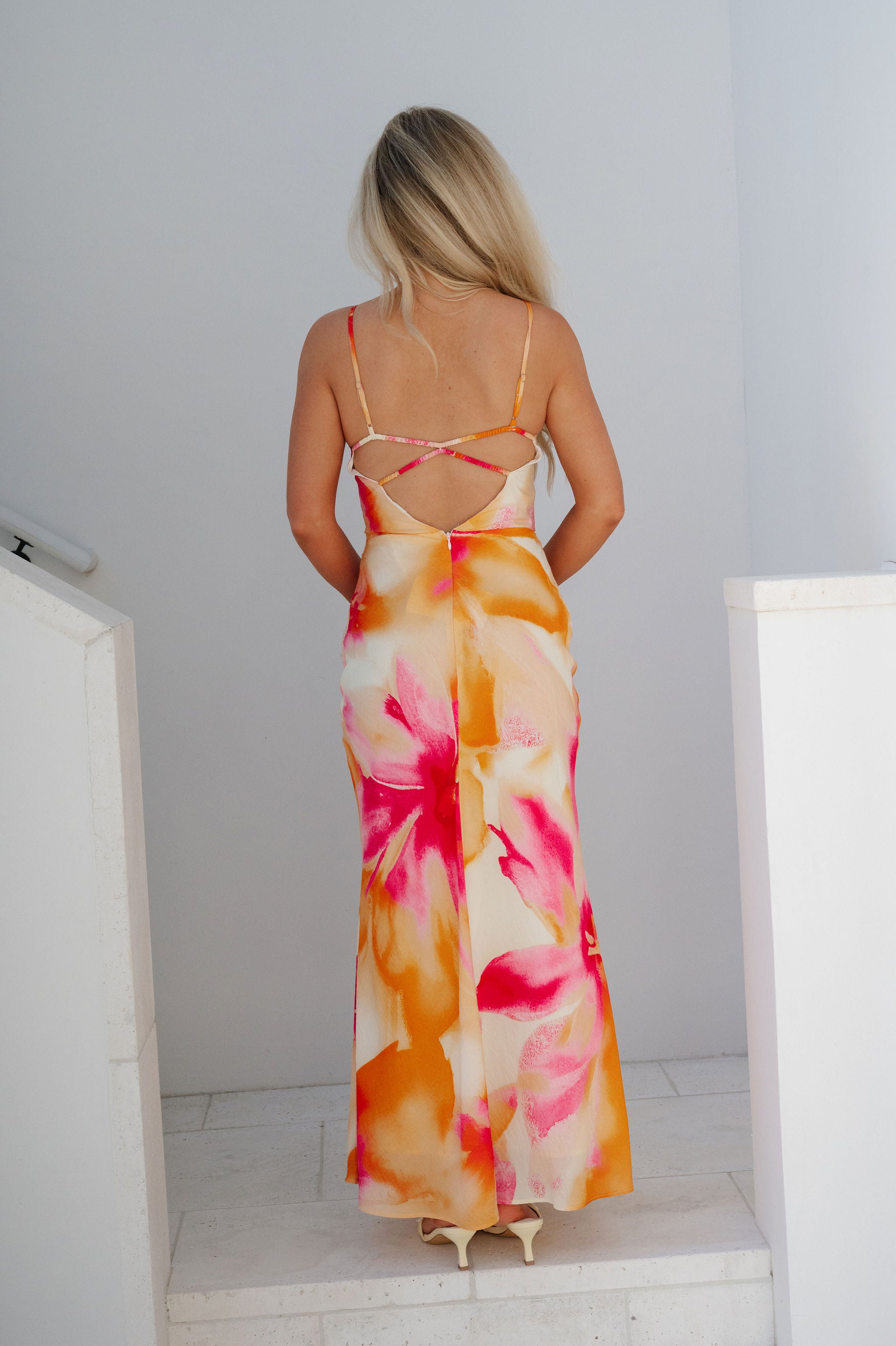 Wren Floral Maxi Dress-Orange