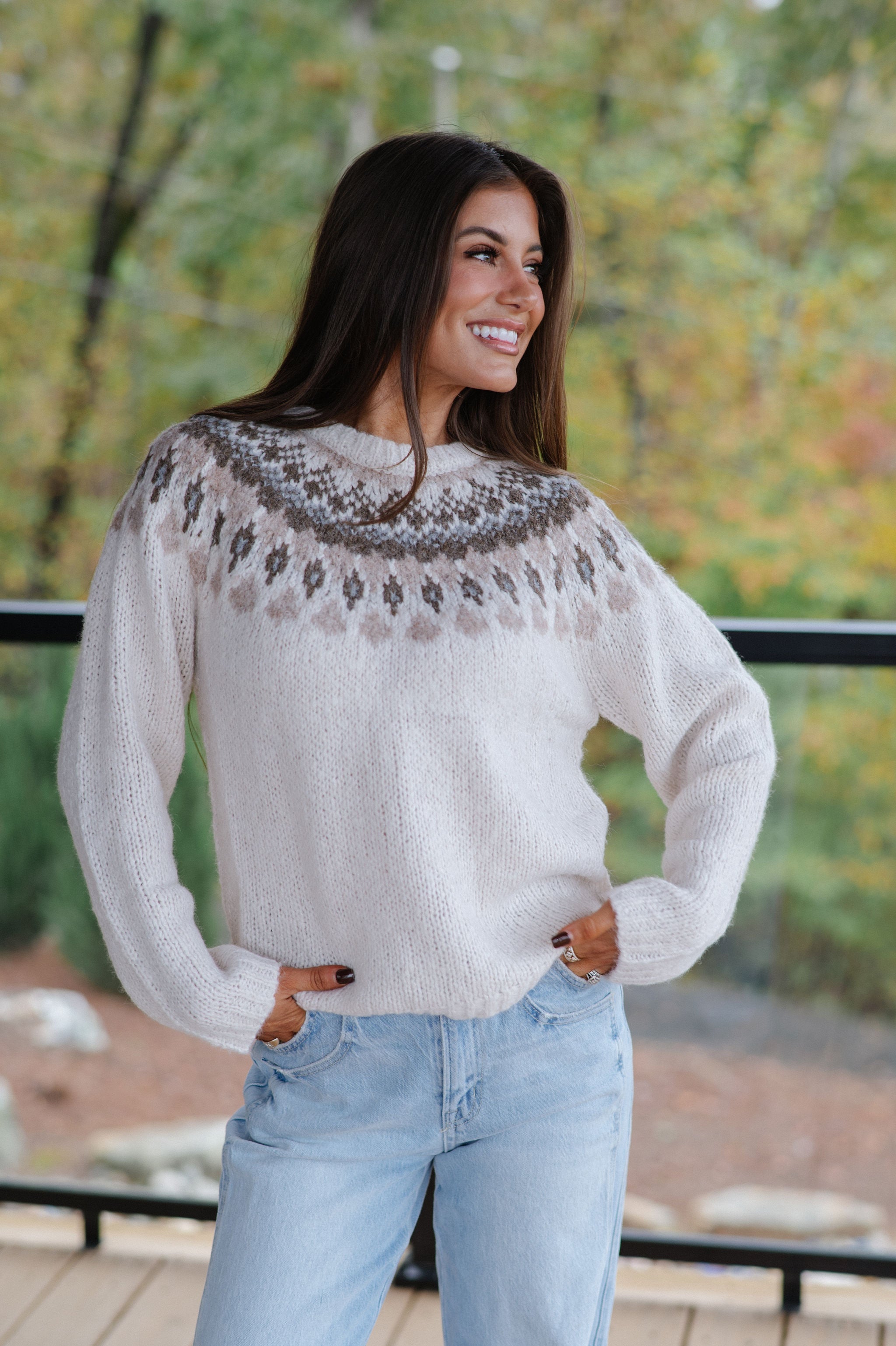 Margo Fair isle Sweater-Ivory