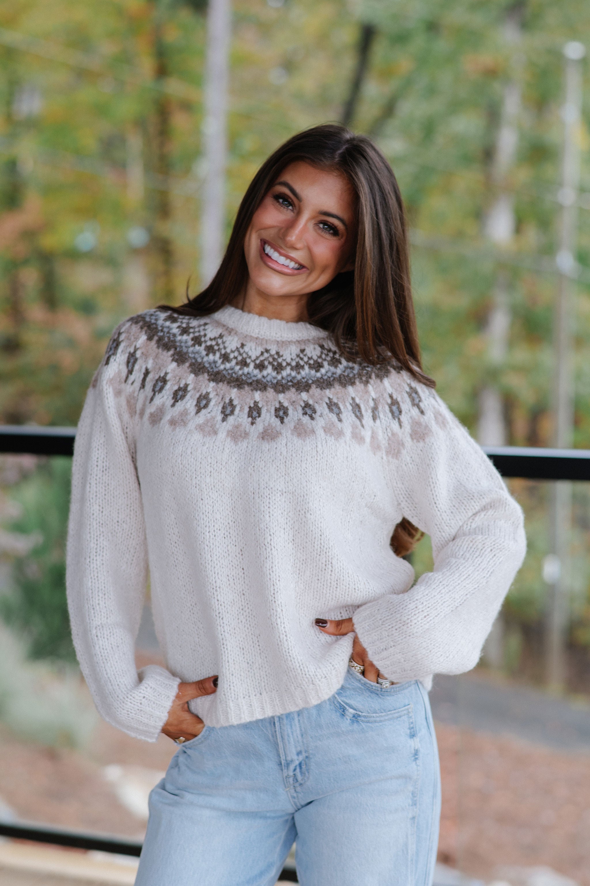 Margo Fair isle Sweater-Ivory