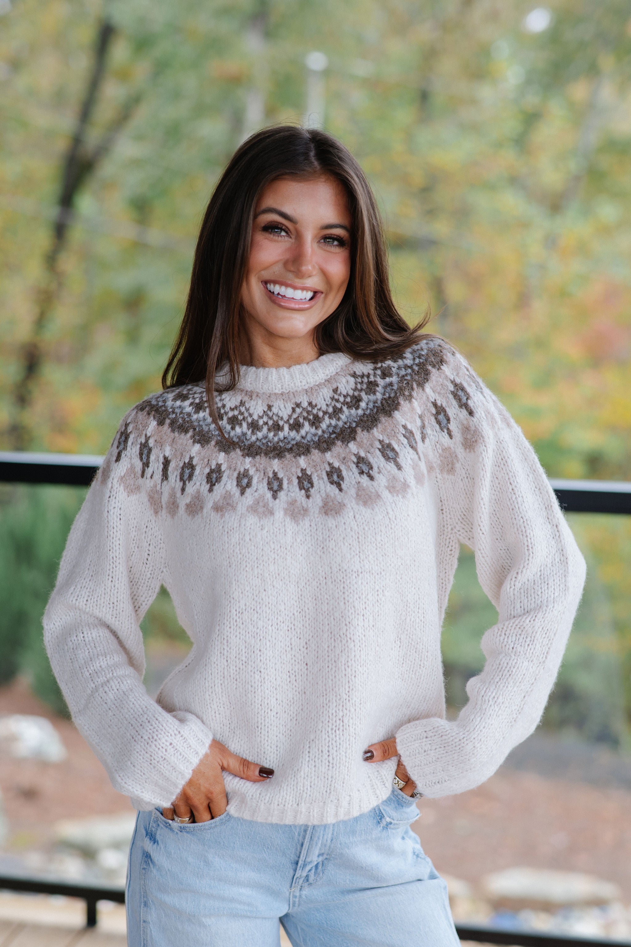 Margo Fair isle Sweater-Ivory