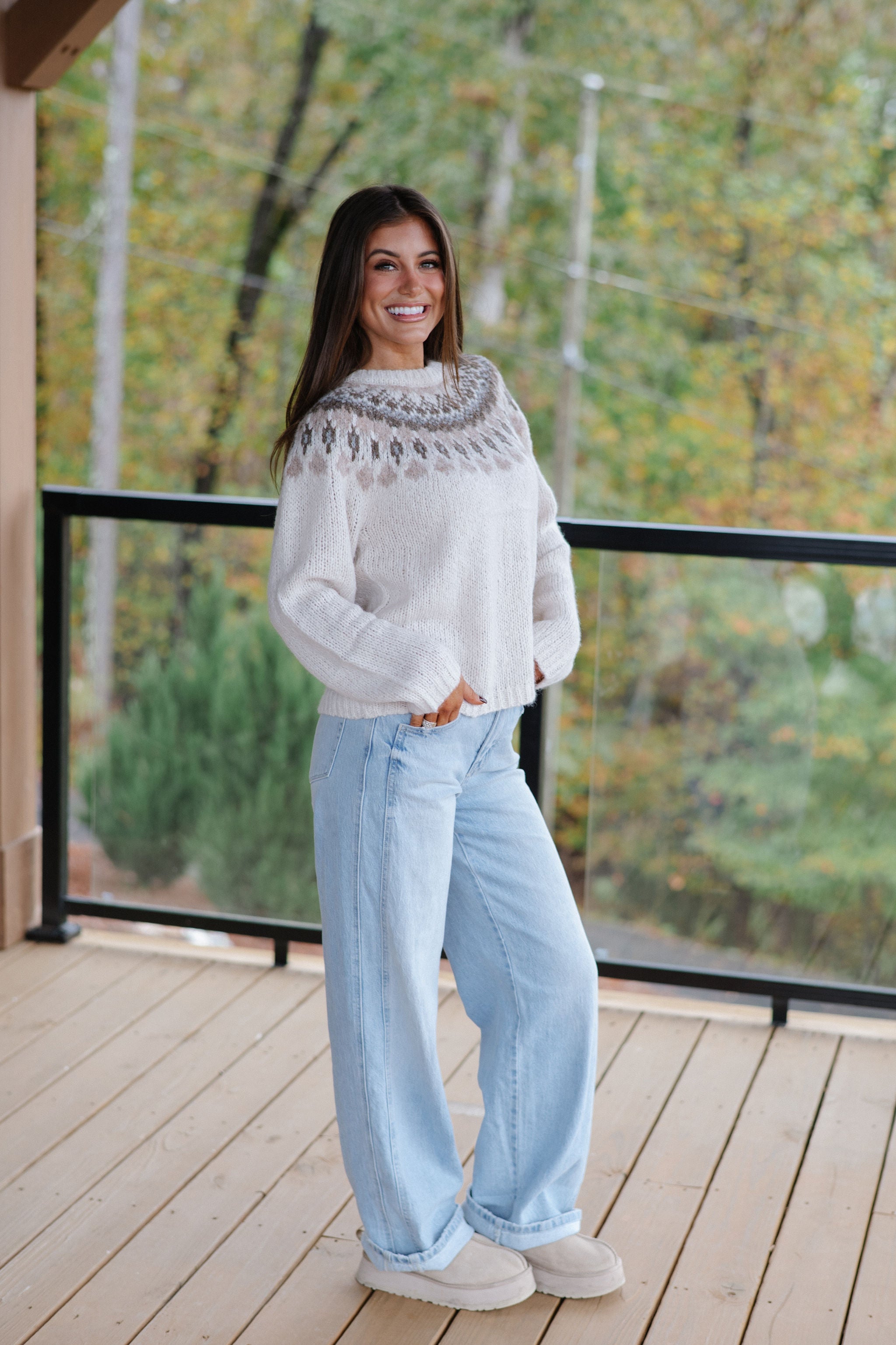 Margo Fair isle Sweater-Ivory