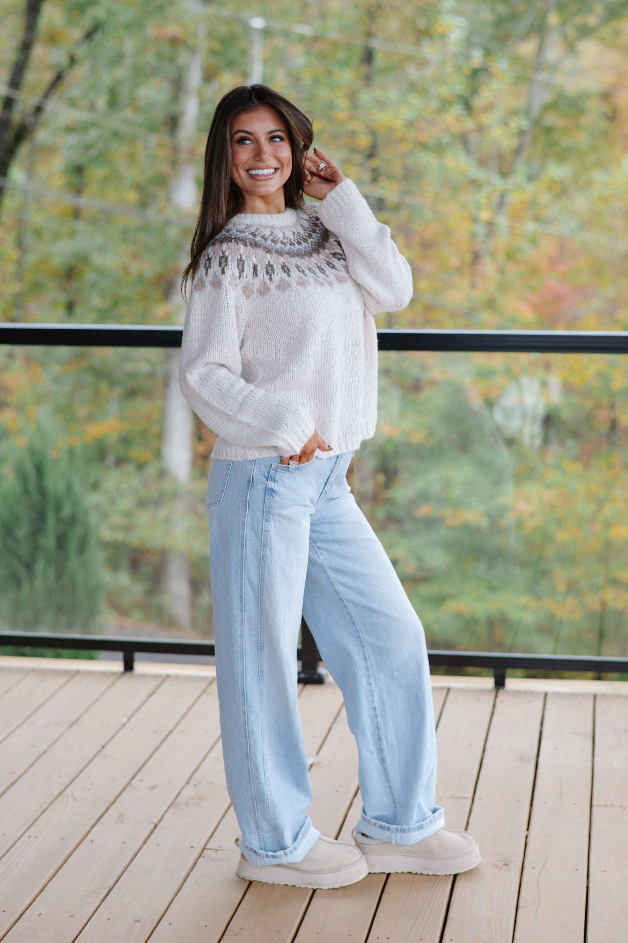 Margo Fair isle Sweater-Ivory