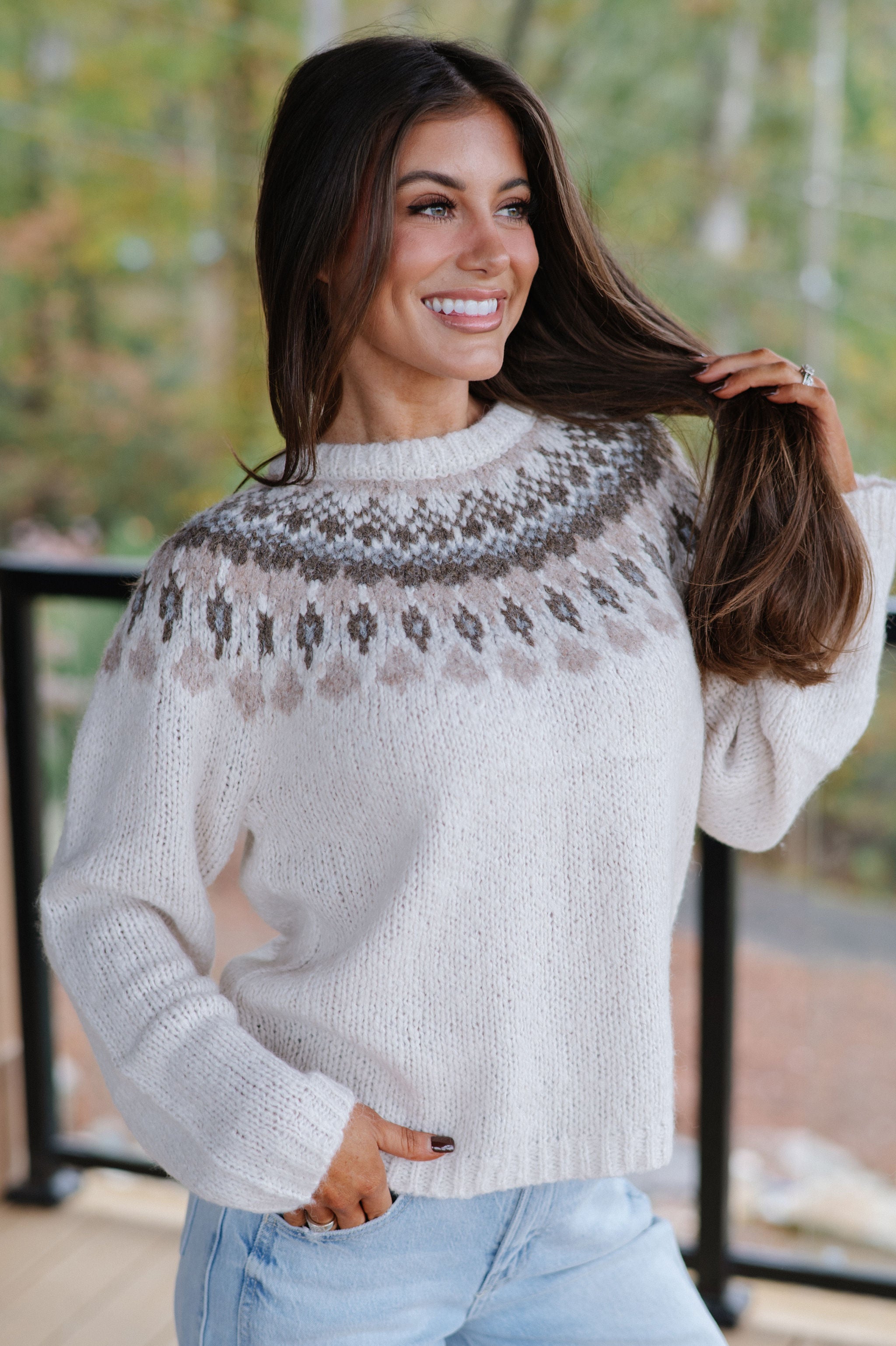 Margo Fair isle Sweater-Ivory