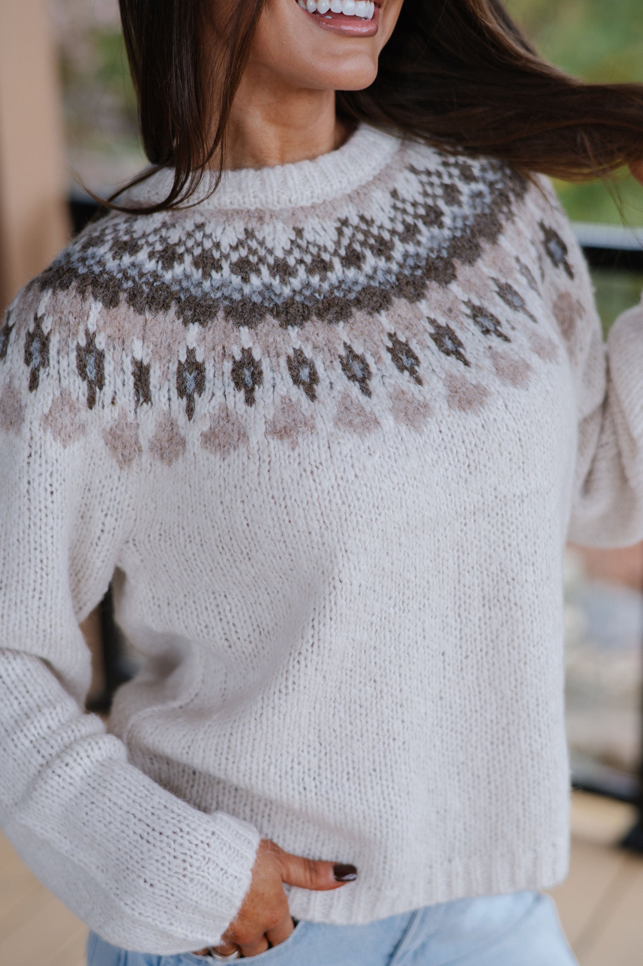Margo Fair isle Sweater-Ivory