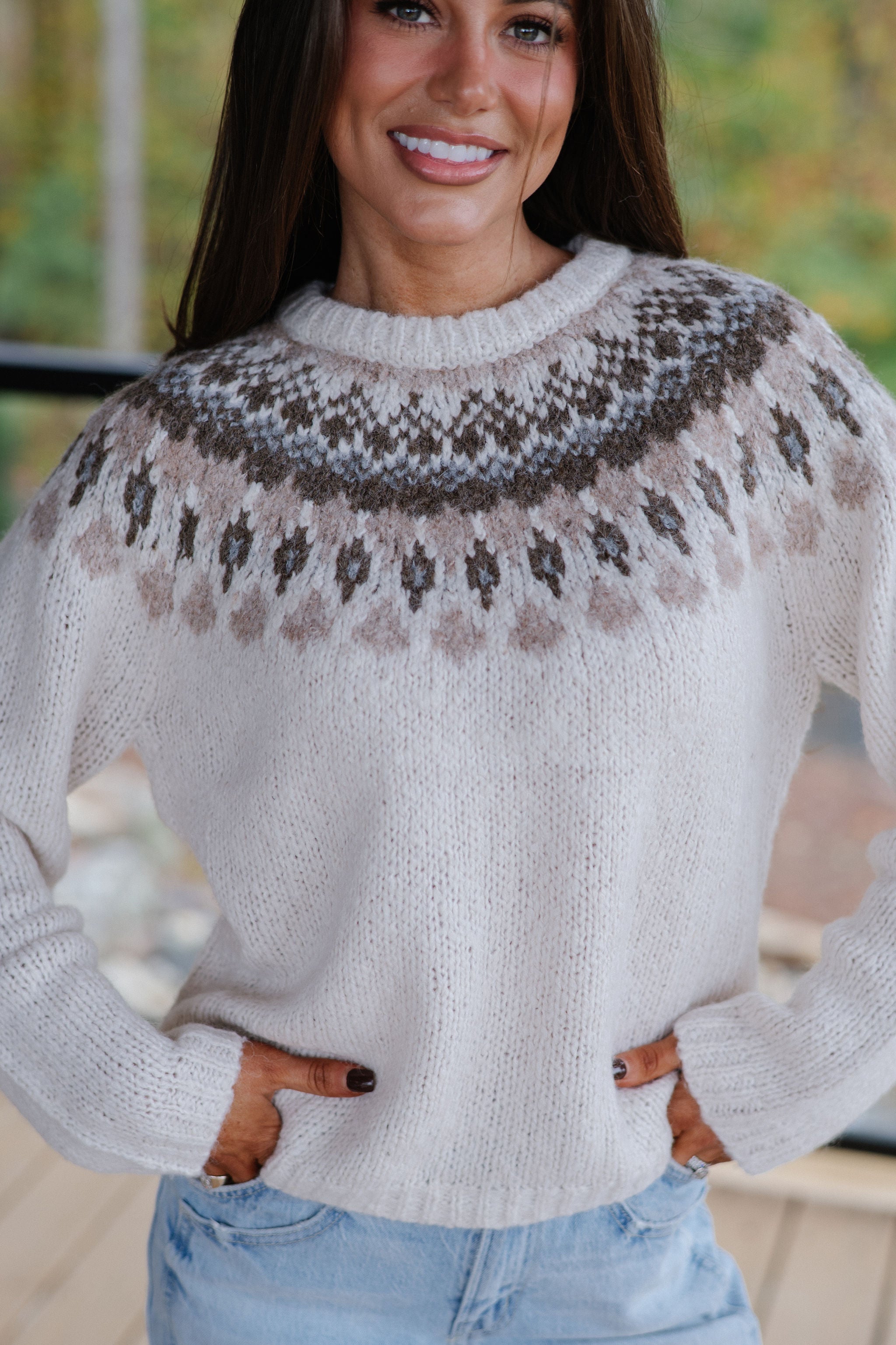 Margo Fair isle Sweater-Ivory