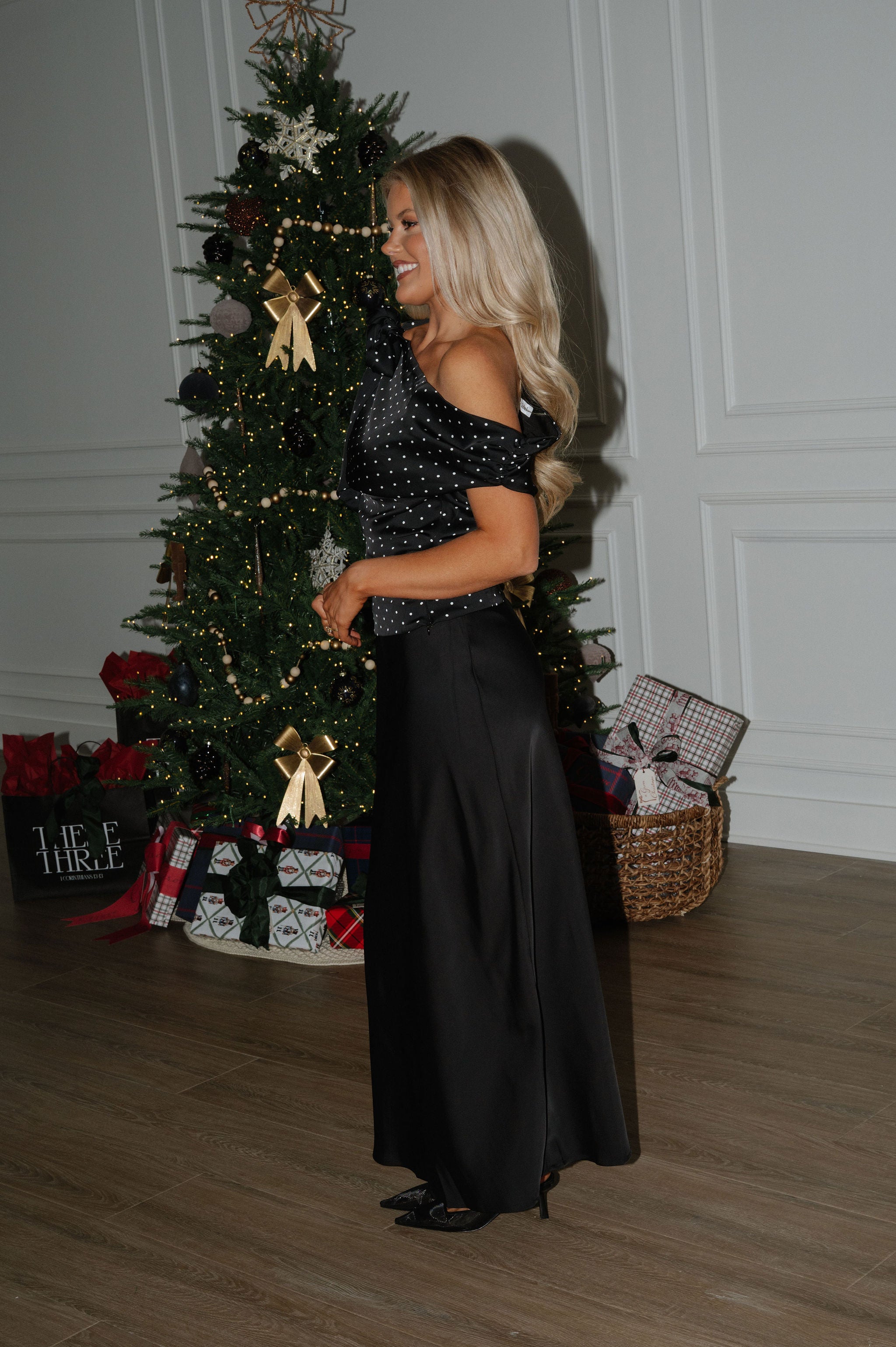 Venice Polka Dot Top-Black