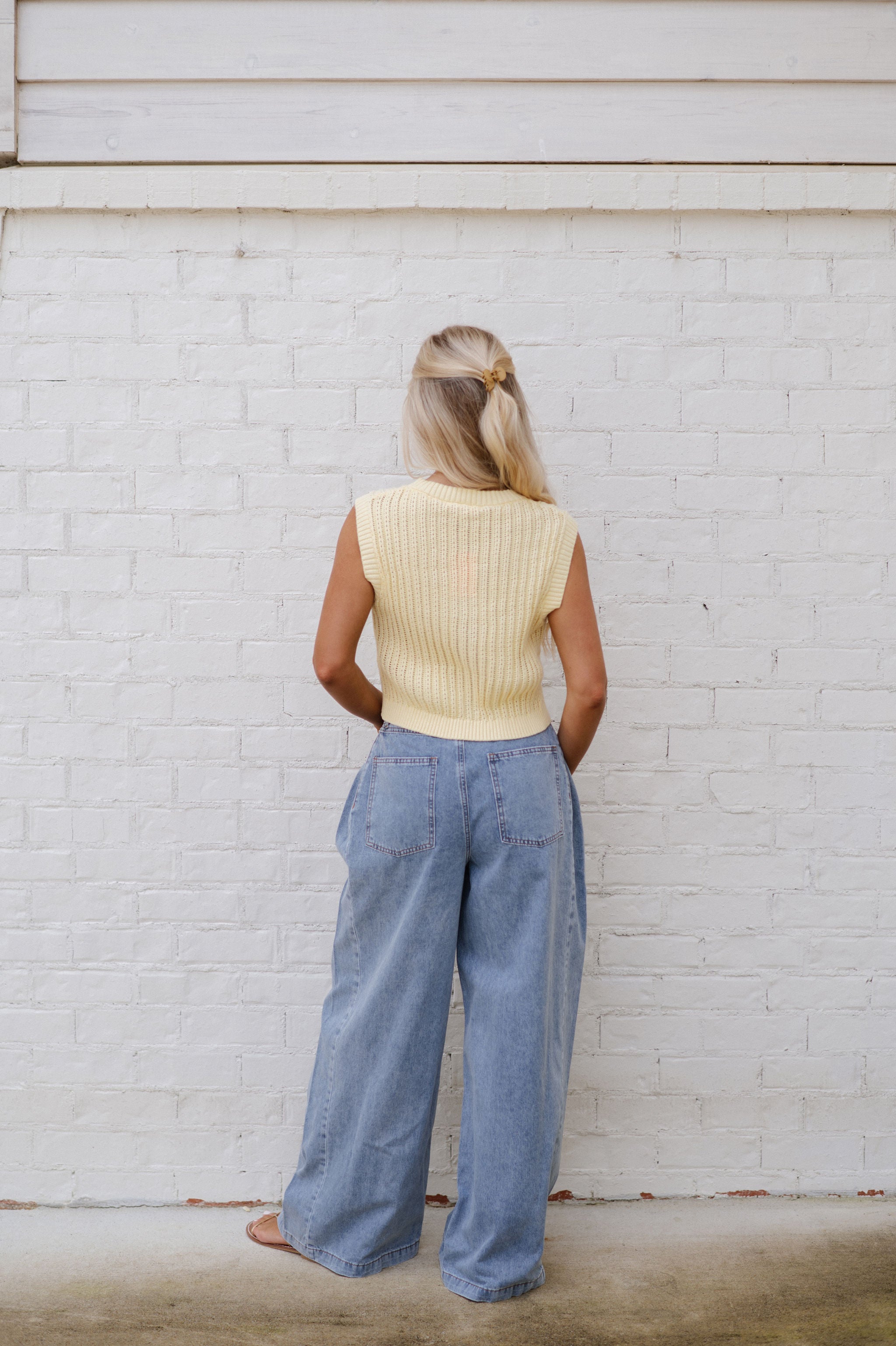 Pleated Wide Leg Jean