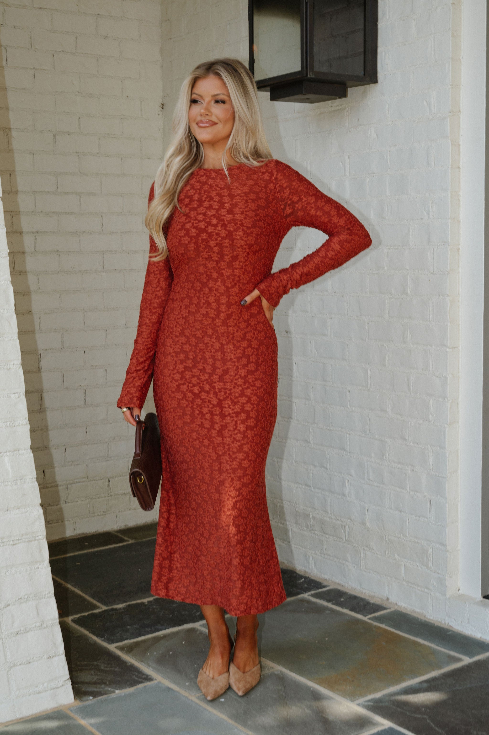 Parker Midi Dress-Rust
