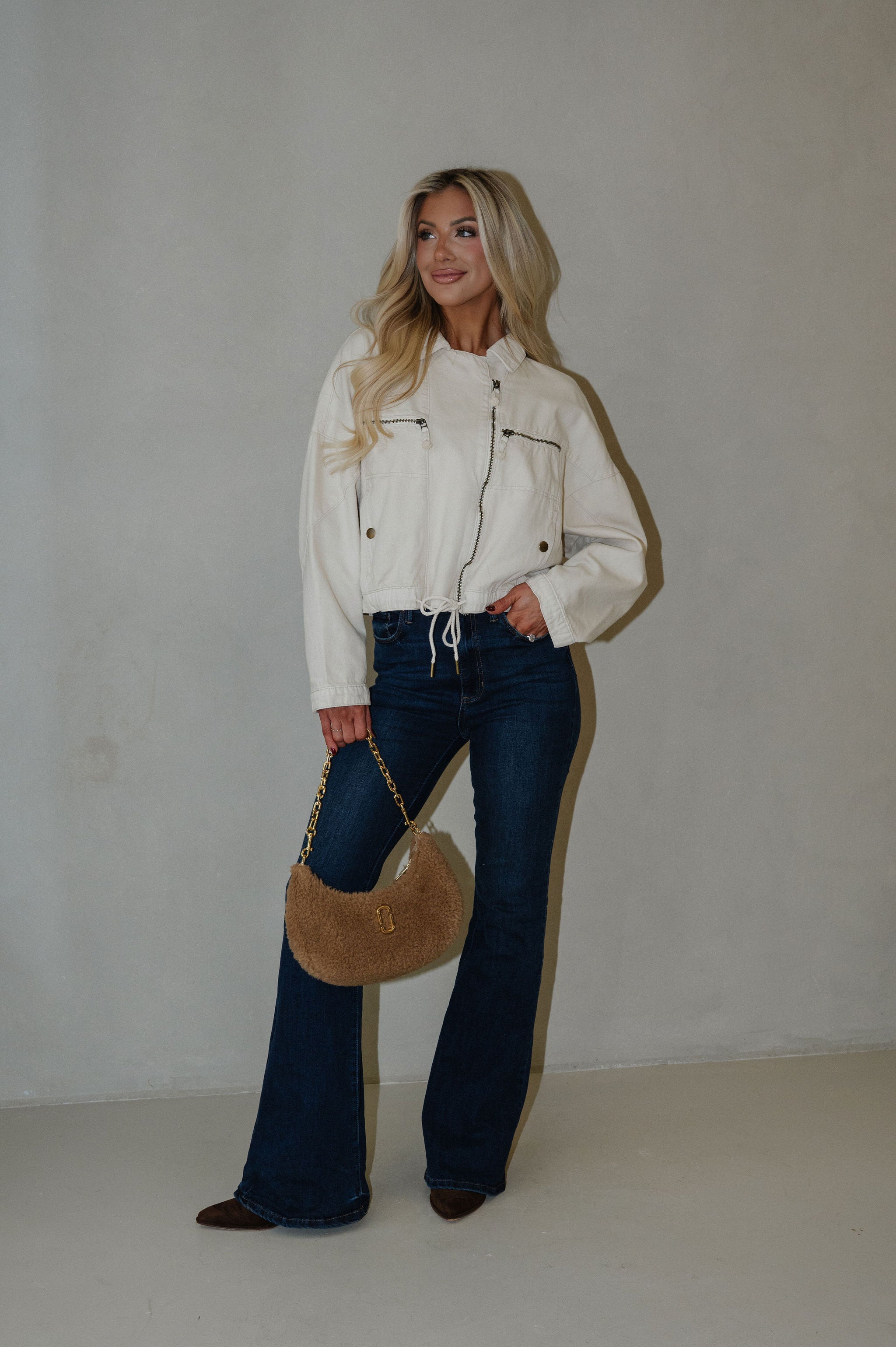 Justin Moto Style Jacket- Ecru