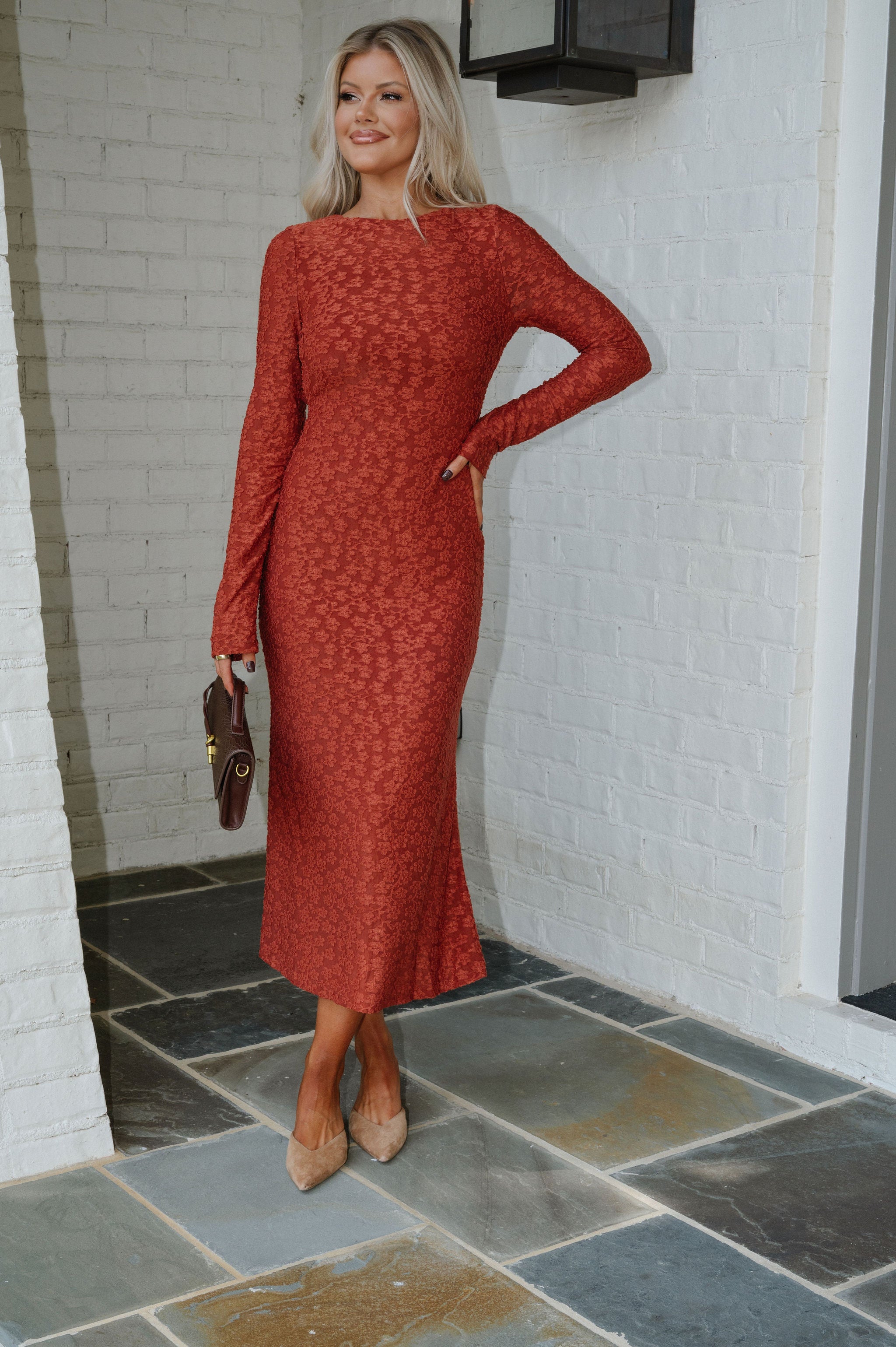 Parker Midi Dress-Rust