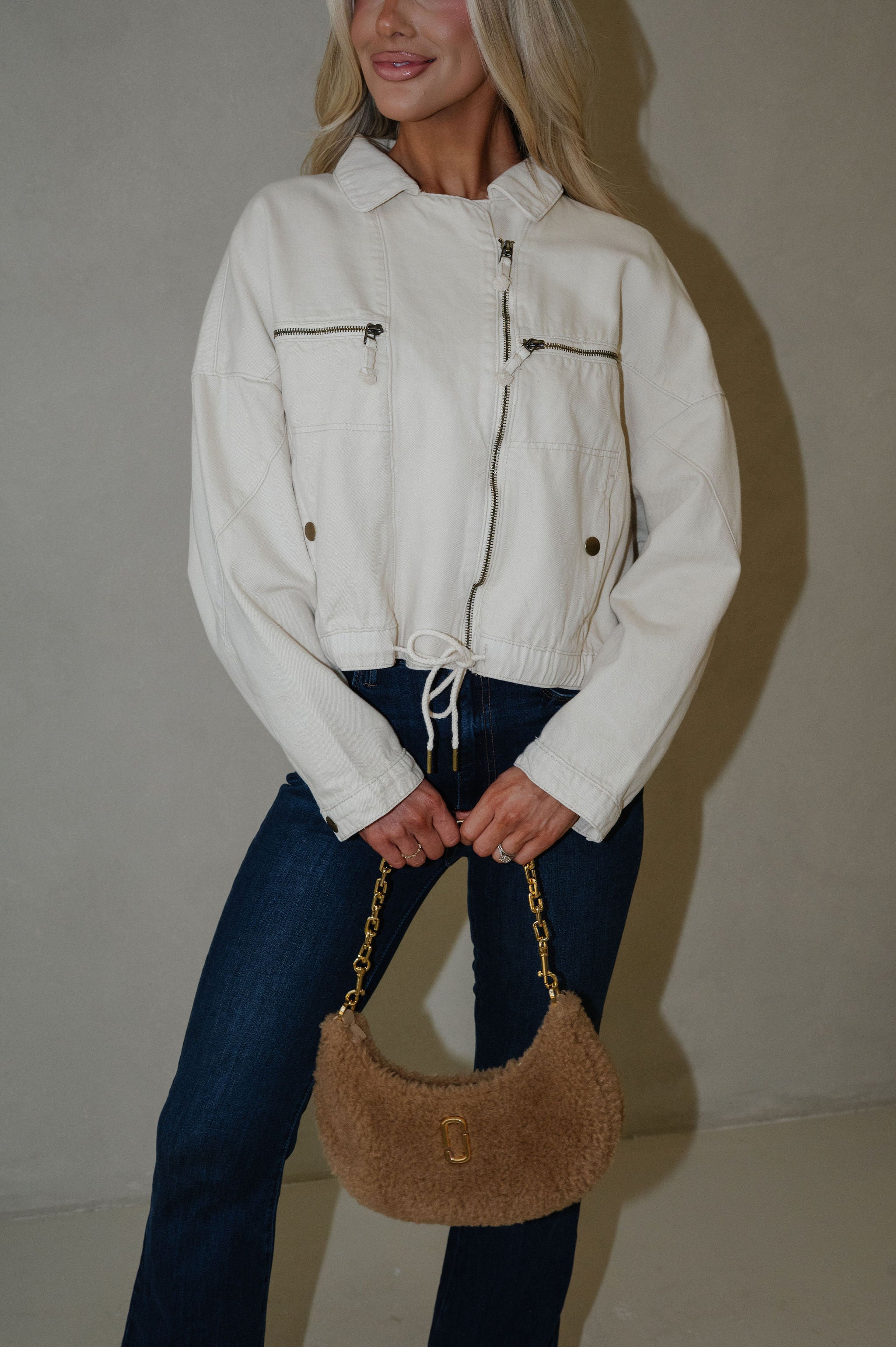 Justin Moto Style Jacket- Ecru