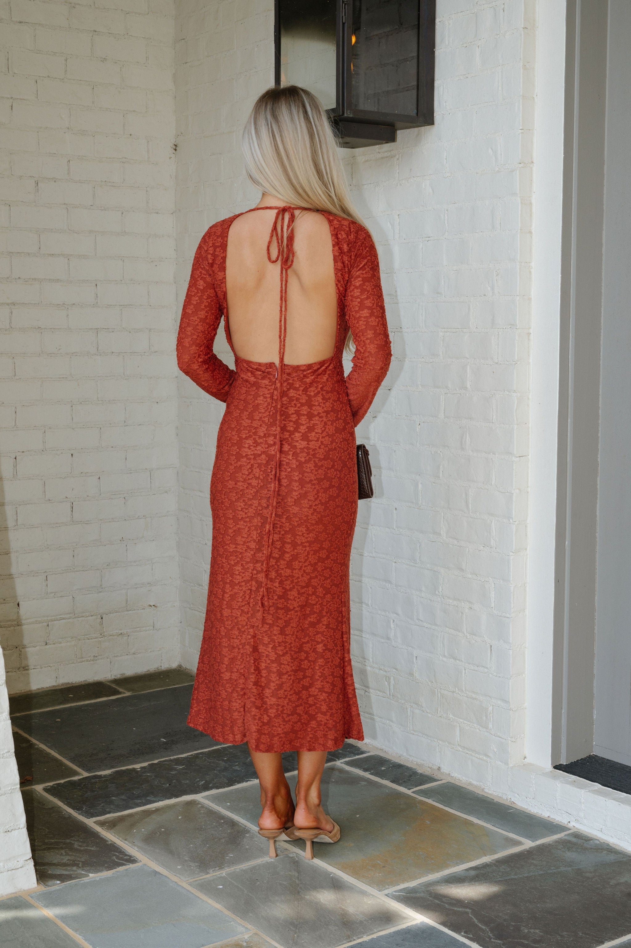 Parker Midi Dress-Rust