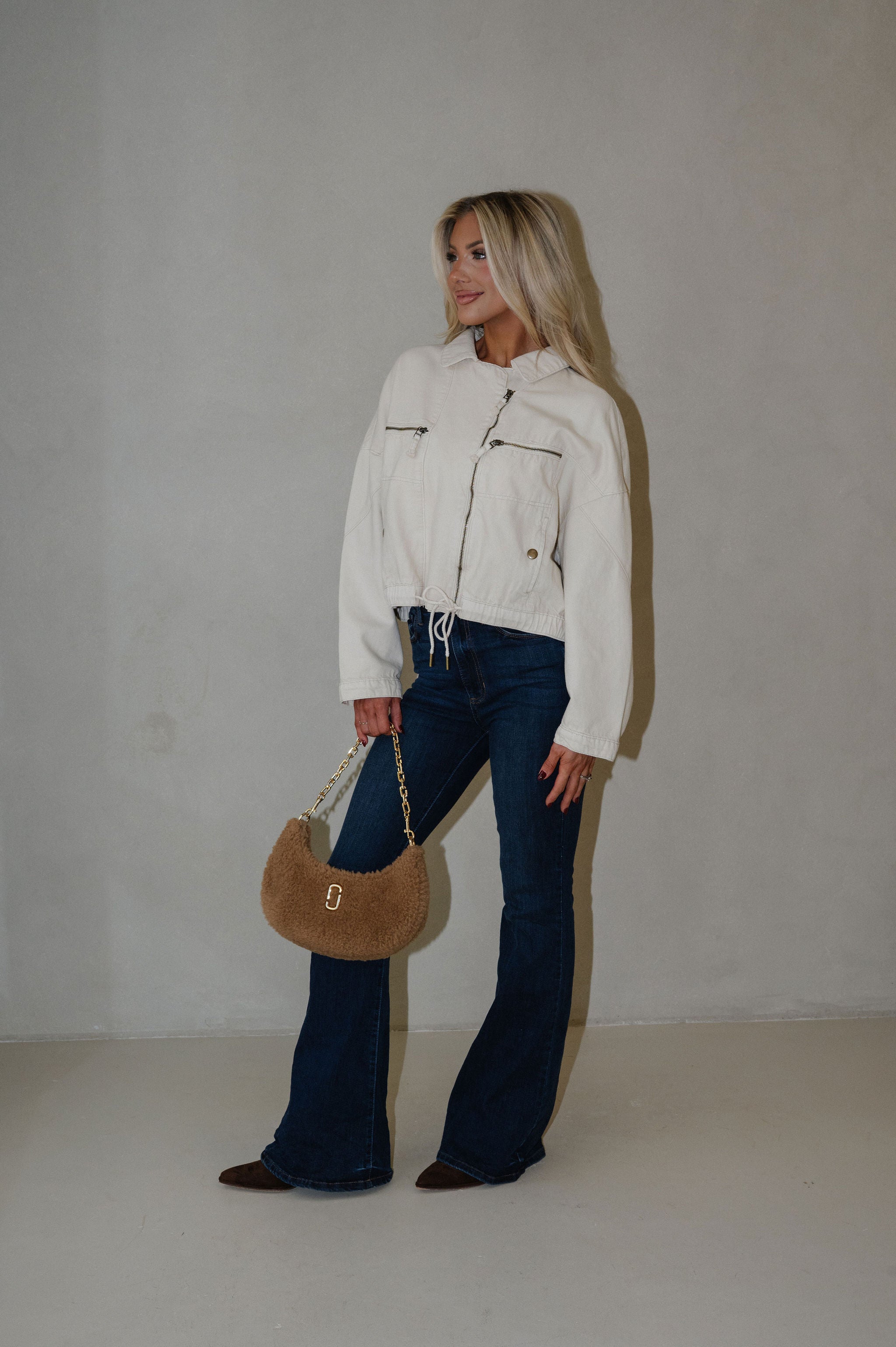 Justin Moto Style Jacket- Ecru