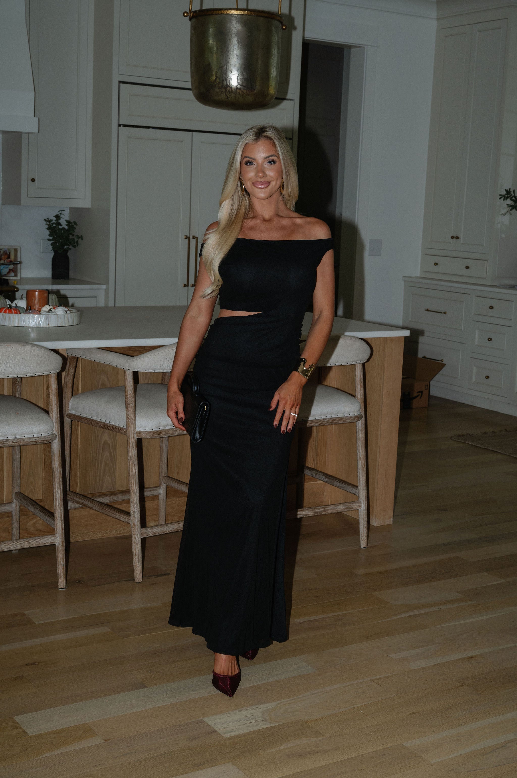 Asymmetrical Maxi Dress-Black