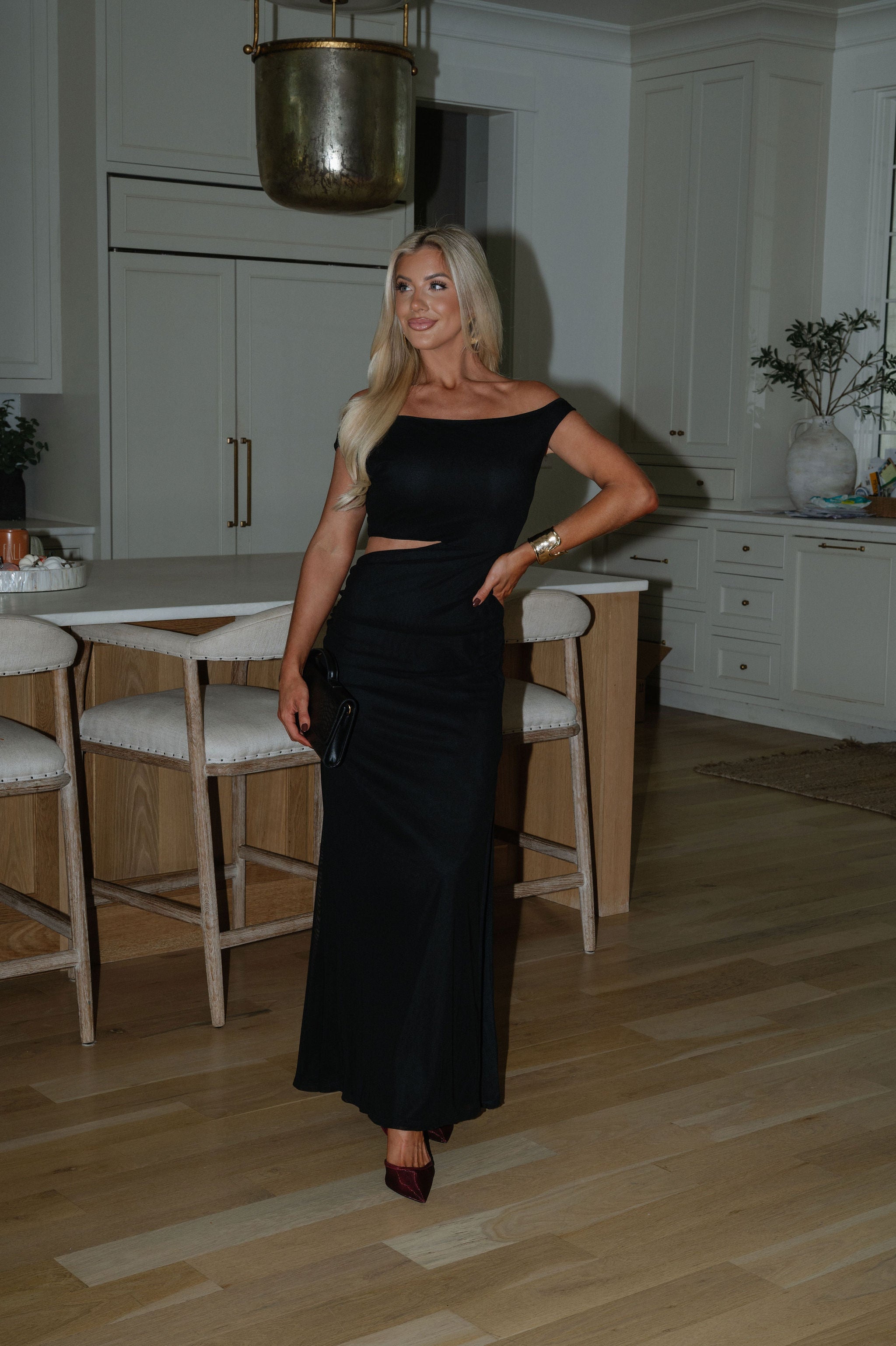 Asymmetrical Maxi Dress-Black