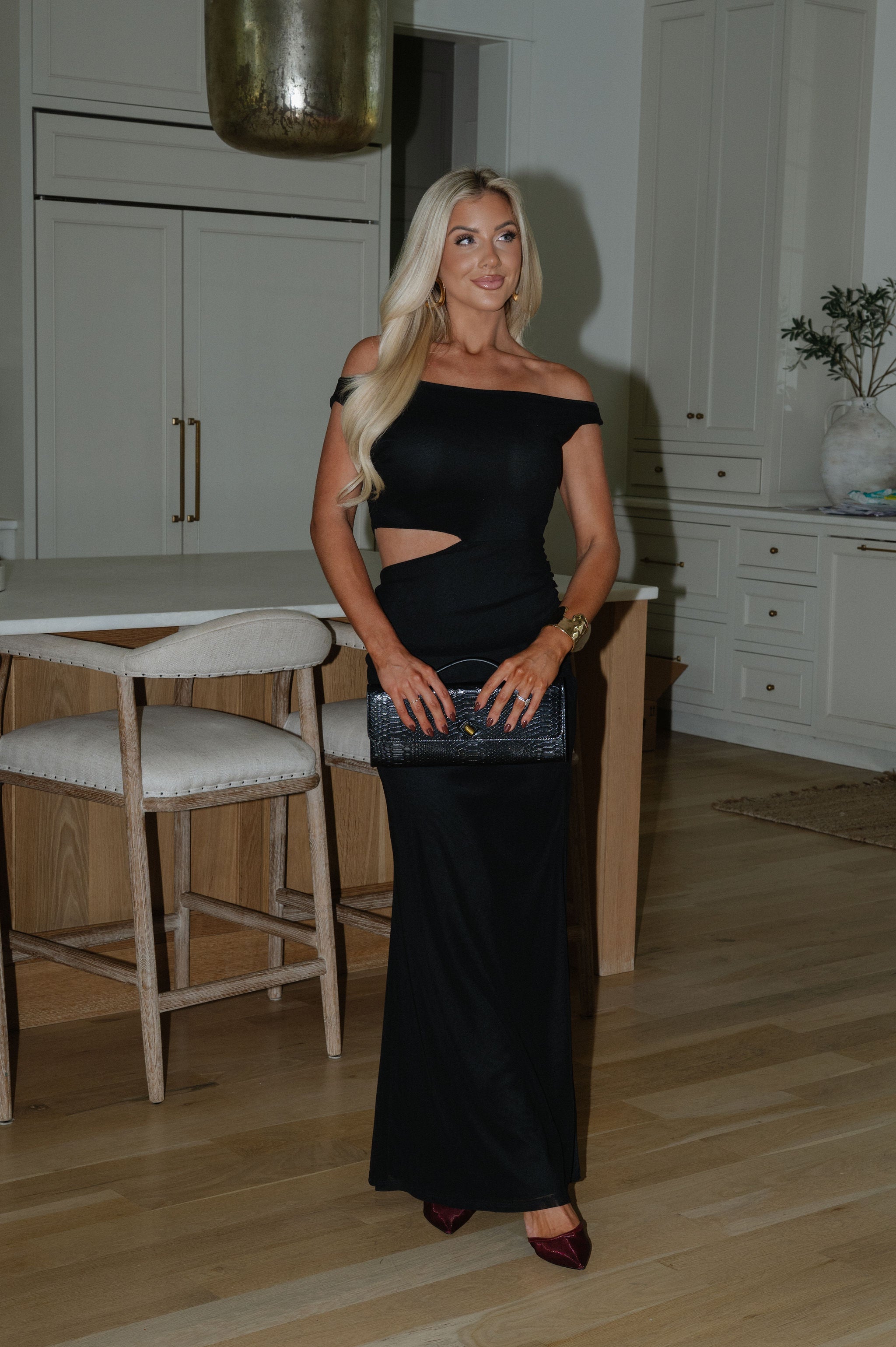 Asymmetrical Maxi Dress-Black