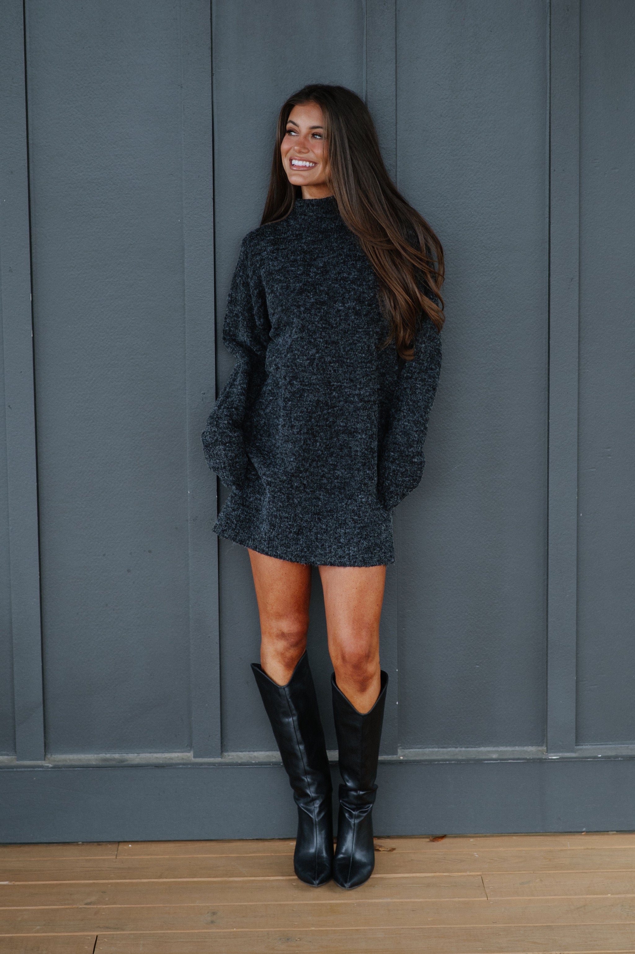 Holland Sweater Dress-Black