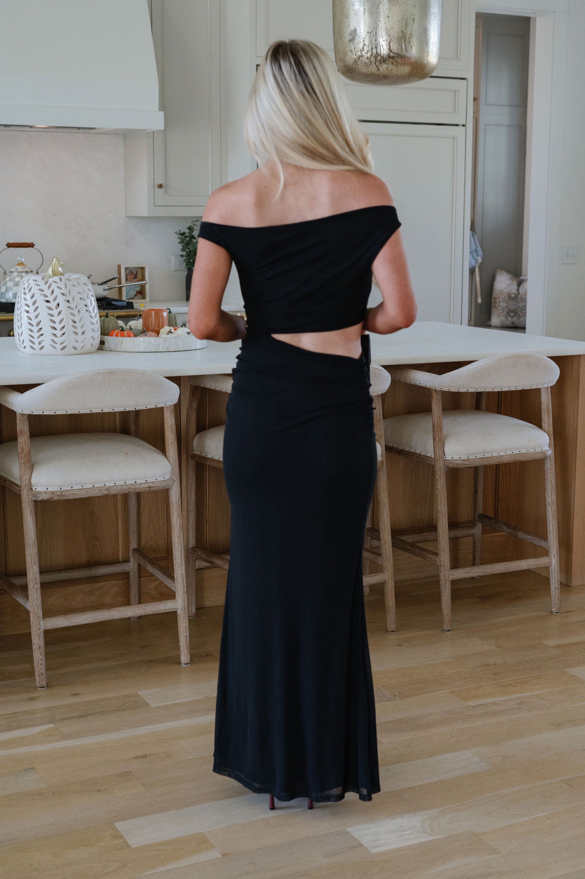 Asymmetrical Maxi Dress-Black