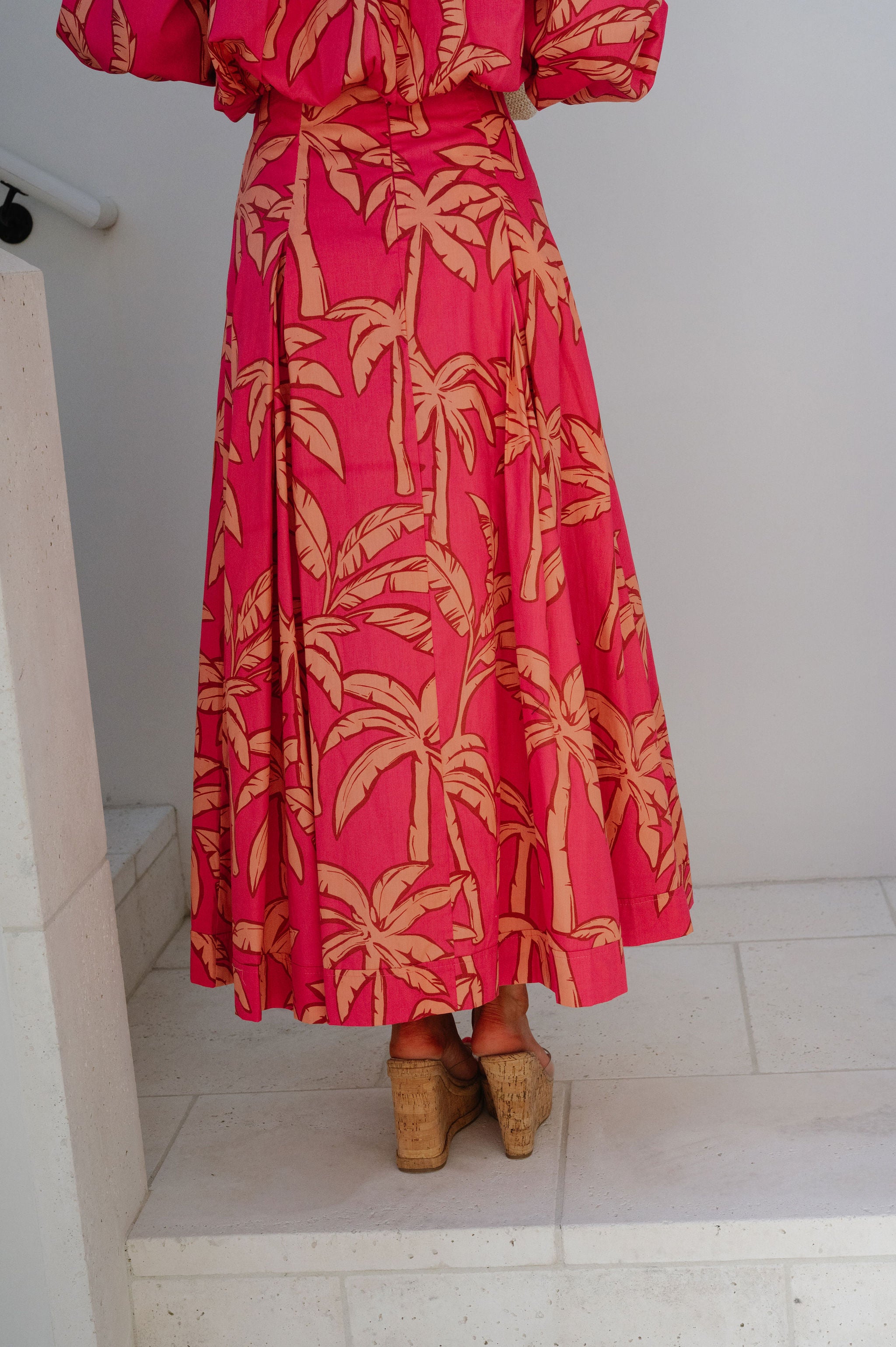 Kailani OTS Floral Skirt Set-Pink