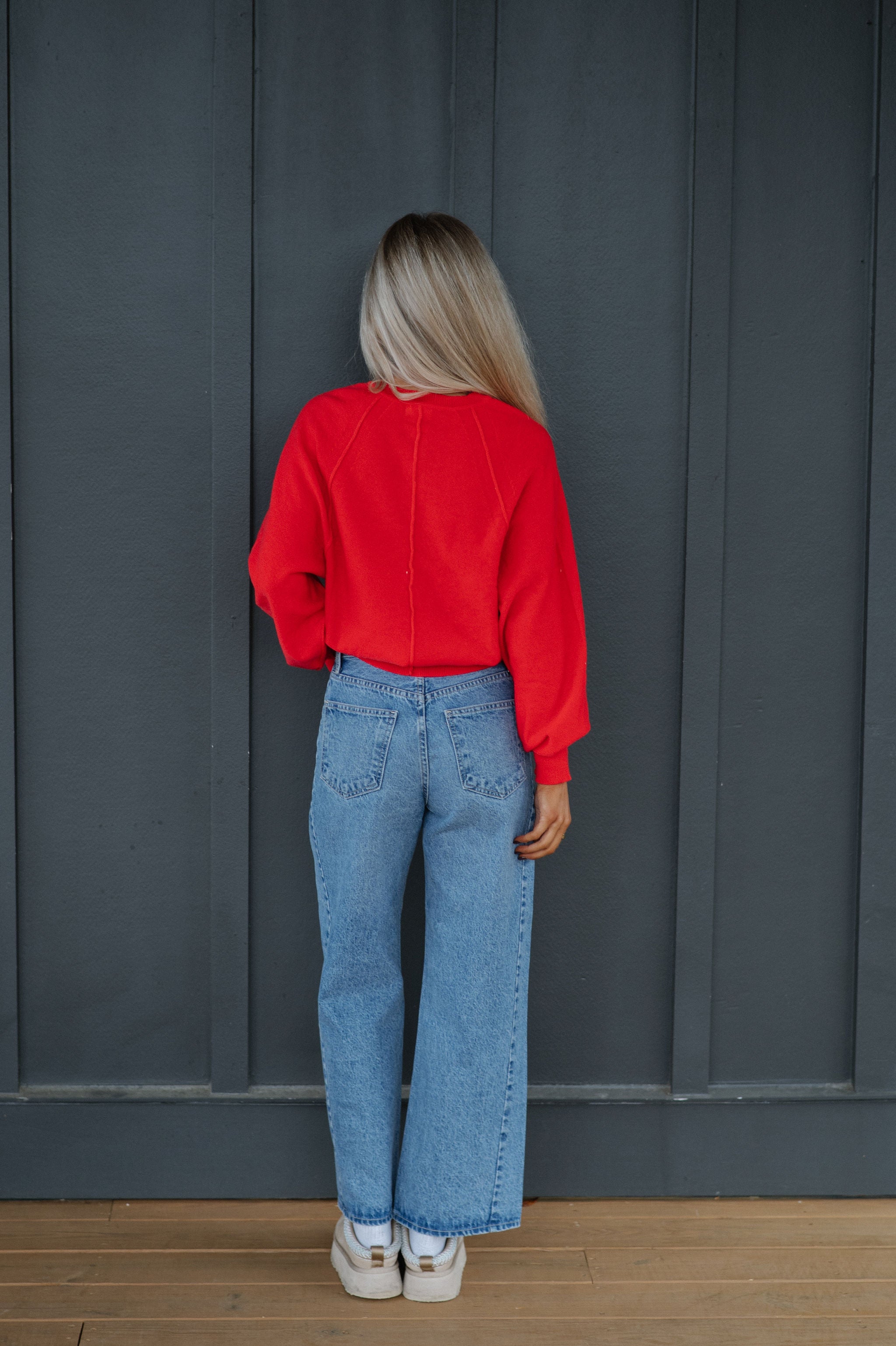 Candace Quarter Button Sweater-Red