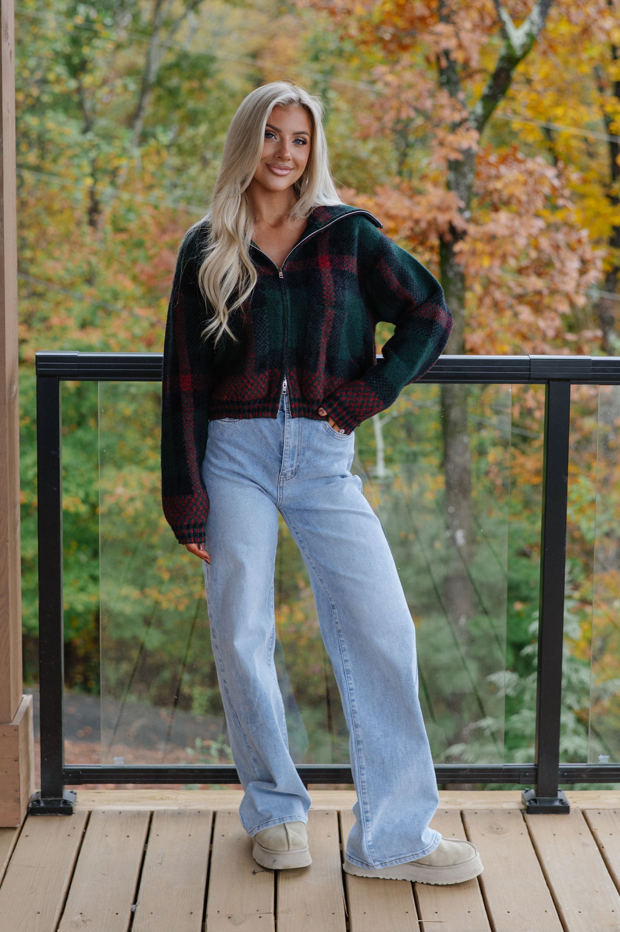 Kacie Plaid Jacket-Hunter Green