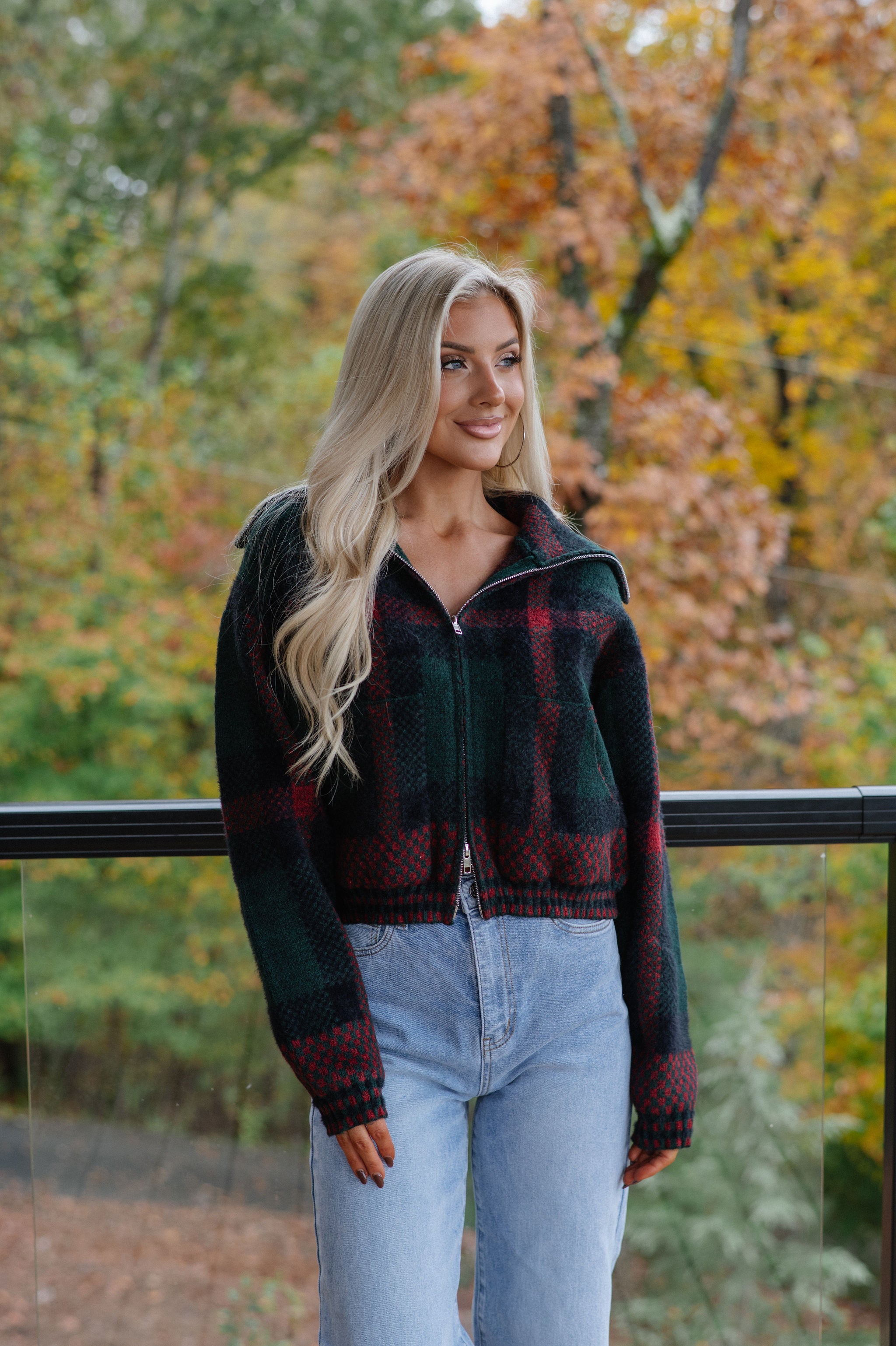 Kacie Plaid Jacket-Hunter Green