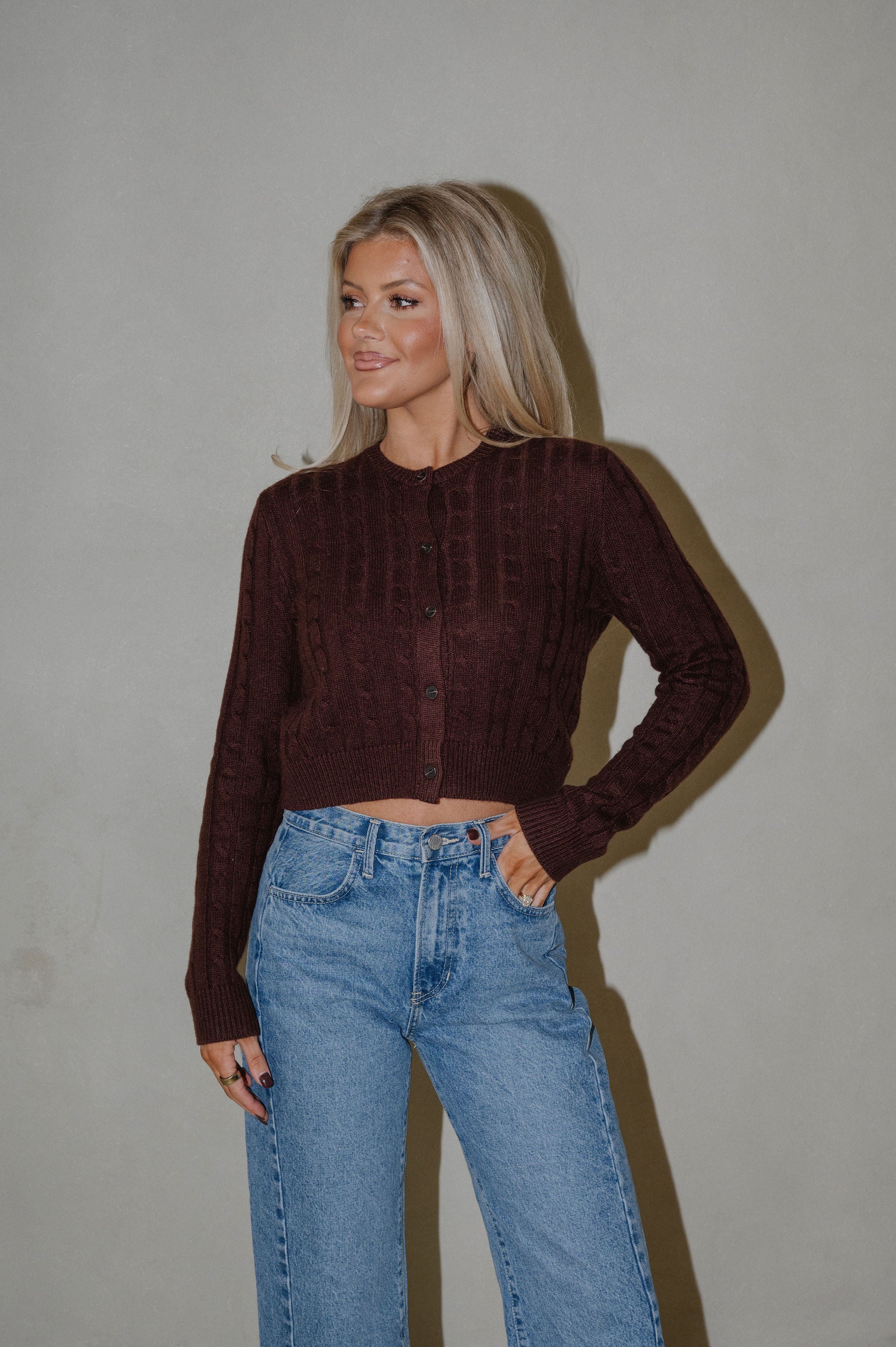 Markle Sweater Cardigan- Brown