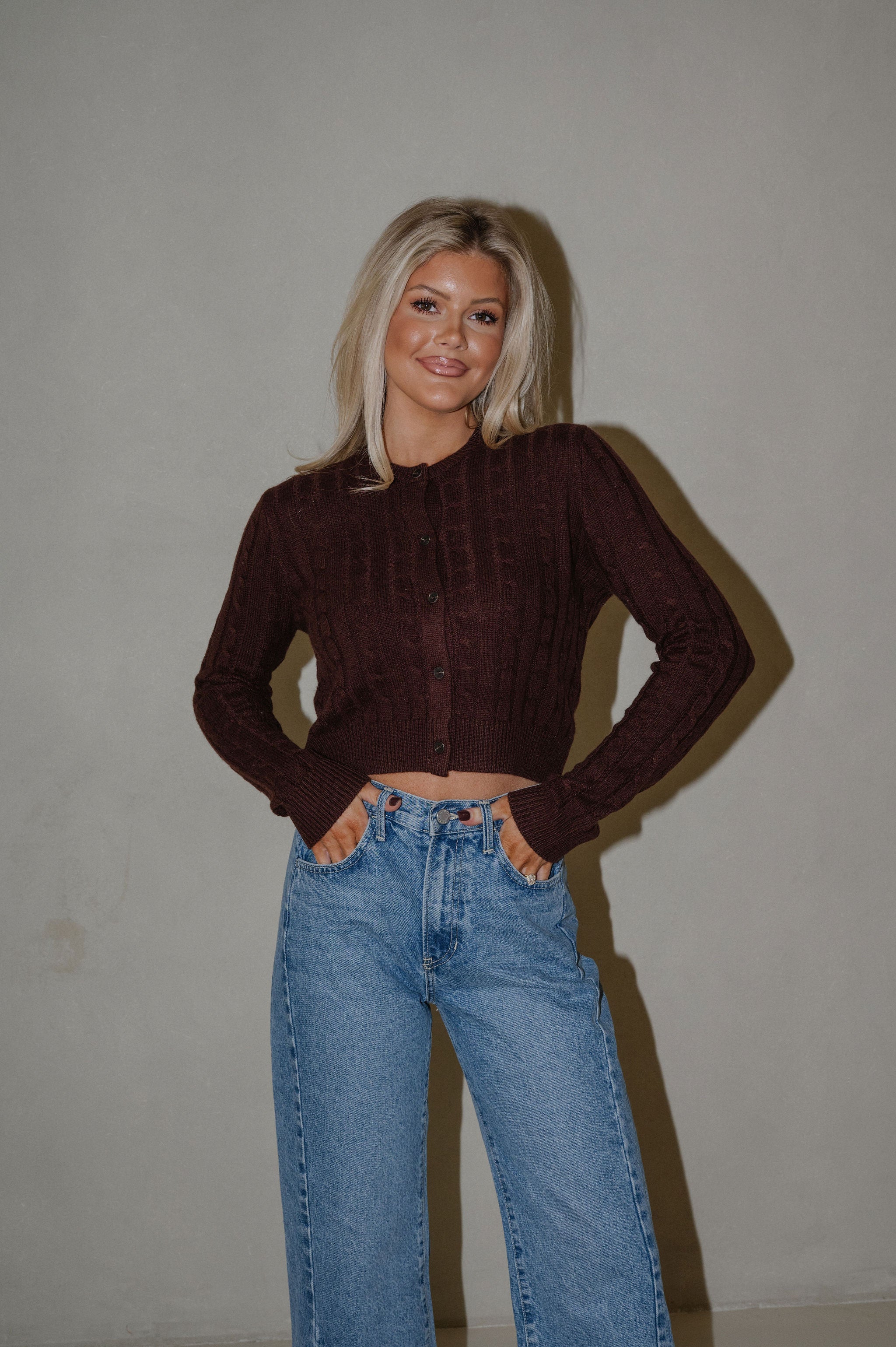 Markle Sweater Cardigan- Brown