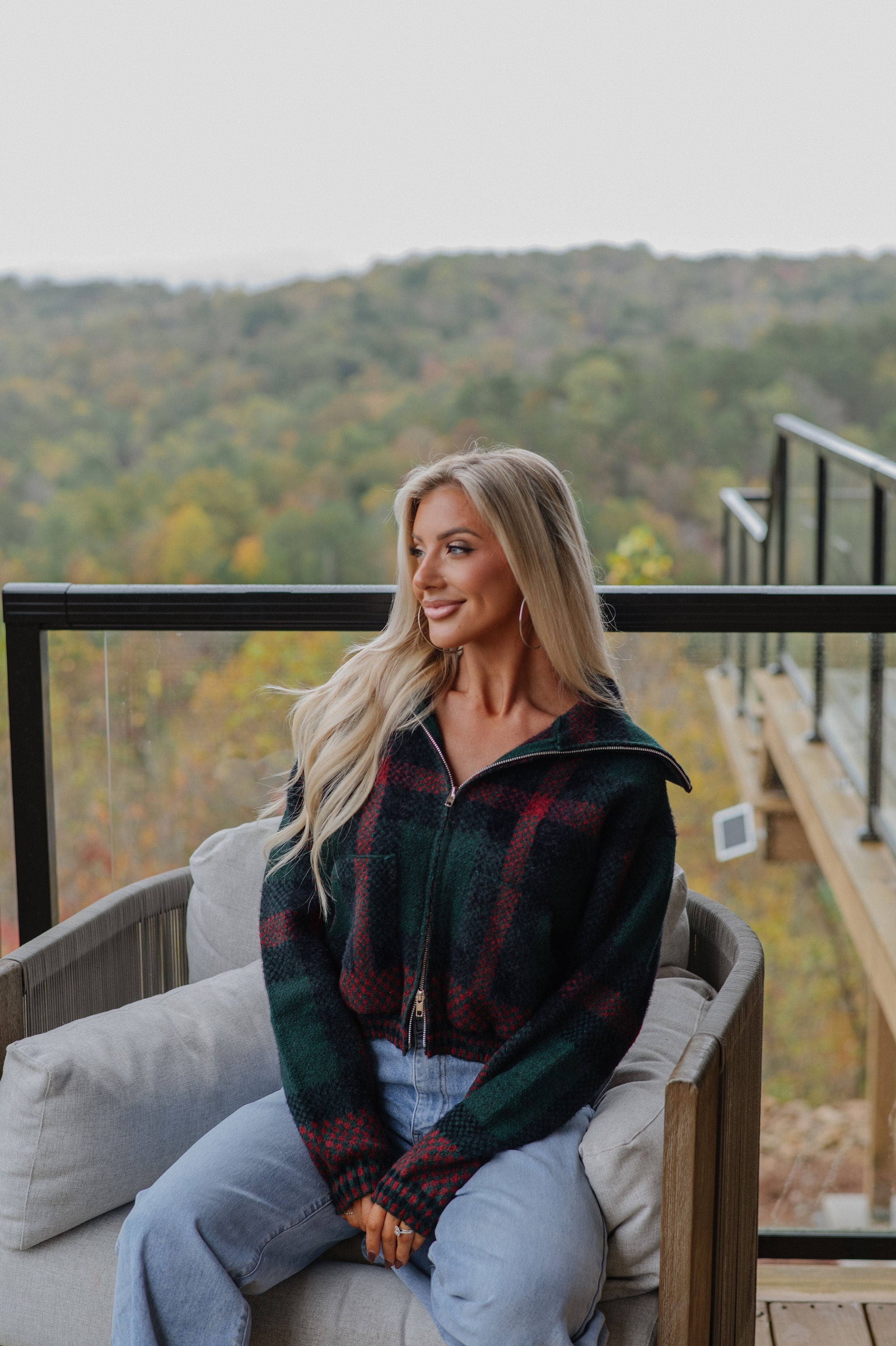 Kacie Plaid Jacket-Hunter Green