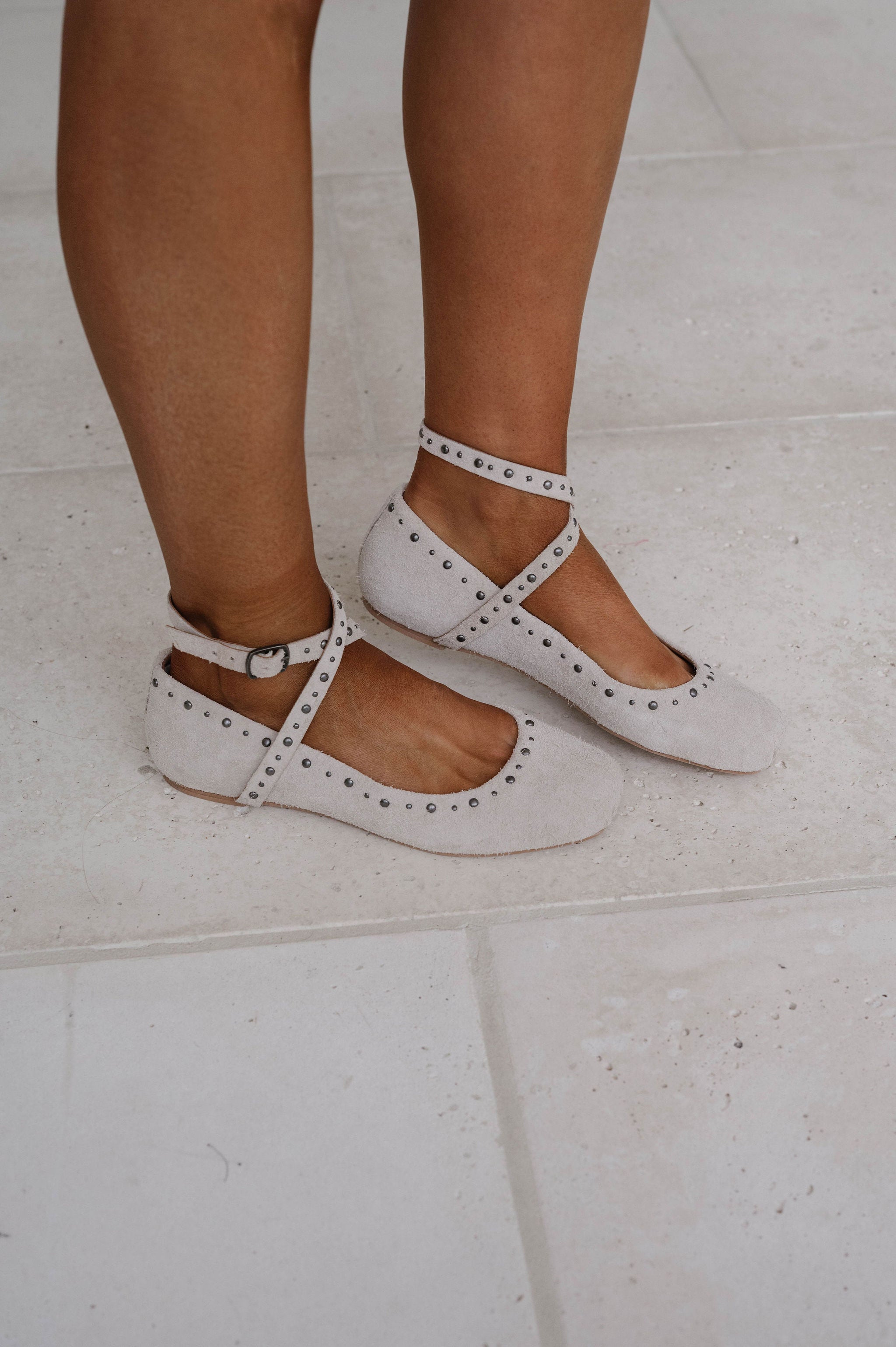 Free People Grace Gems Ballet Flats-Sand Suede