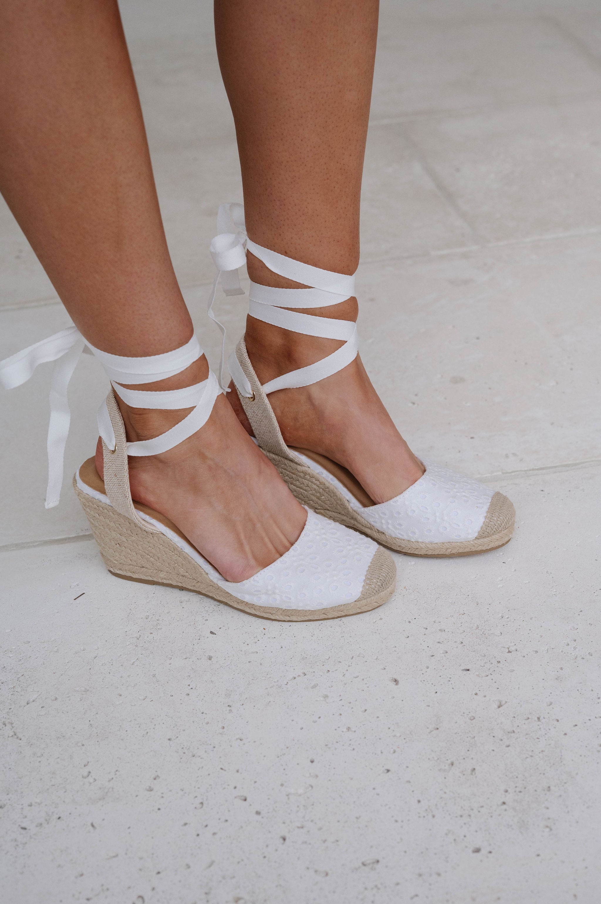 Devota Espadrille-White Eyelet