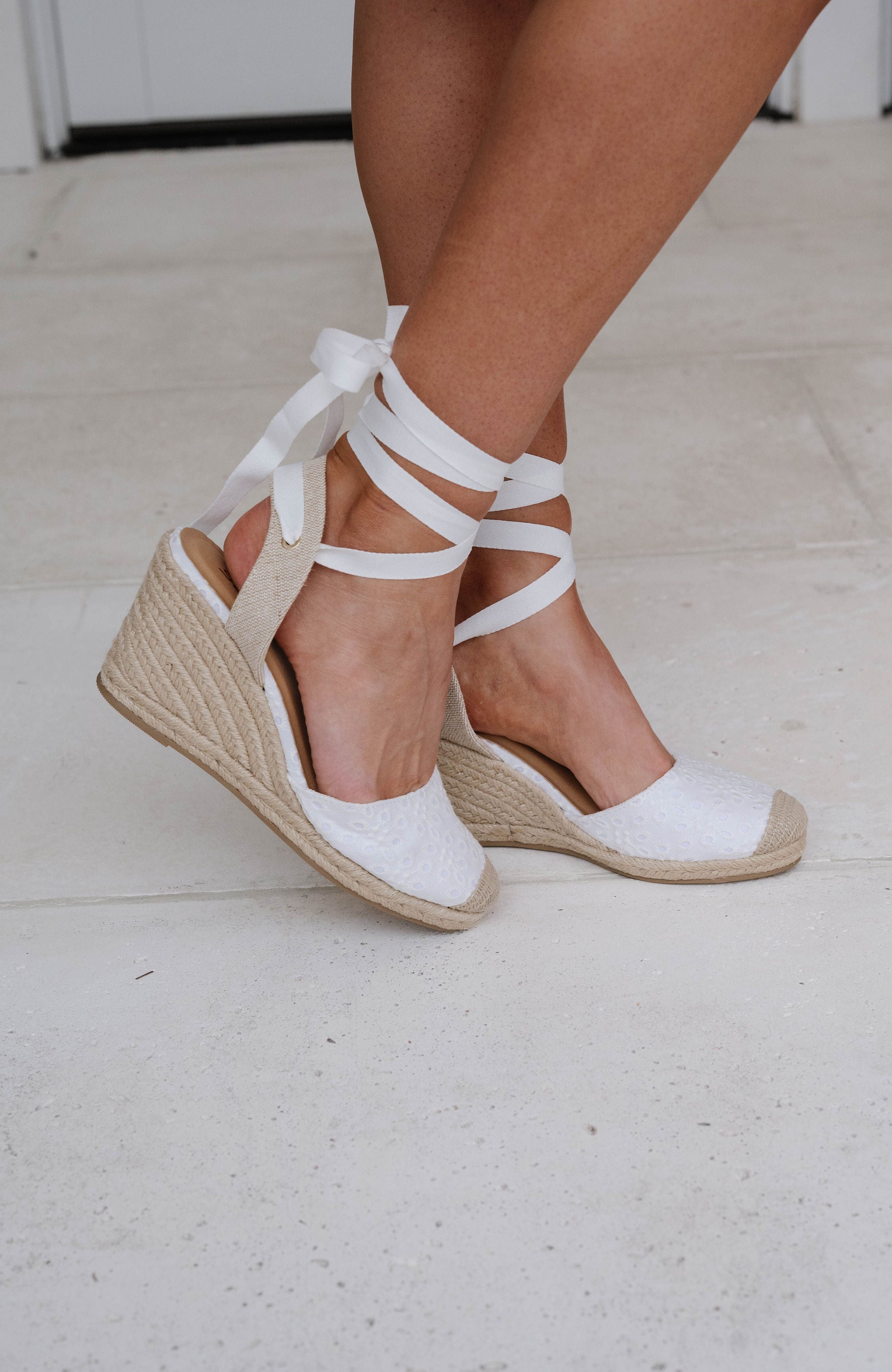Devota Espadrille-White Eyelet