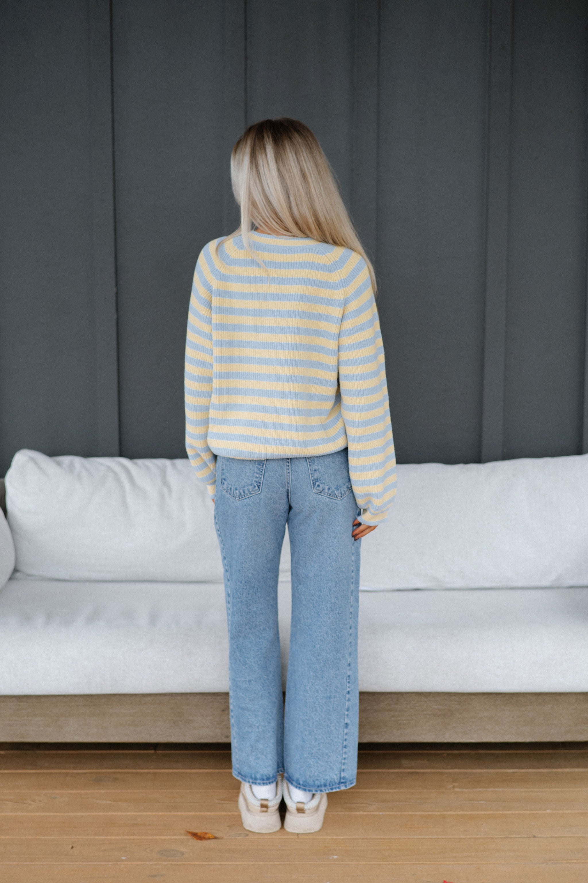 Lily Stripe Cardigan-Blue/Butter