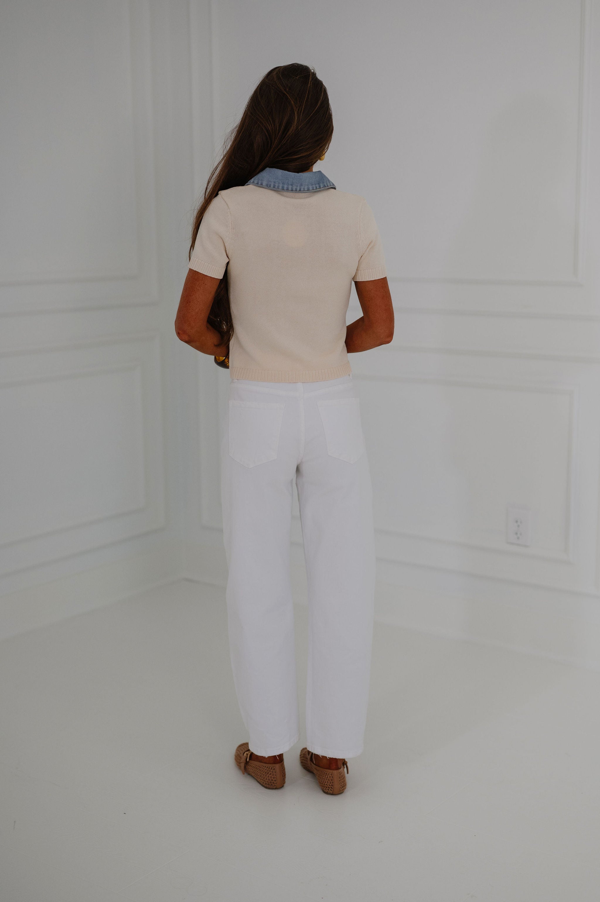 Marcy Sweater Top-Natural/Denim
