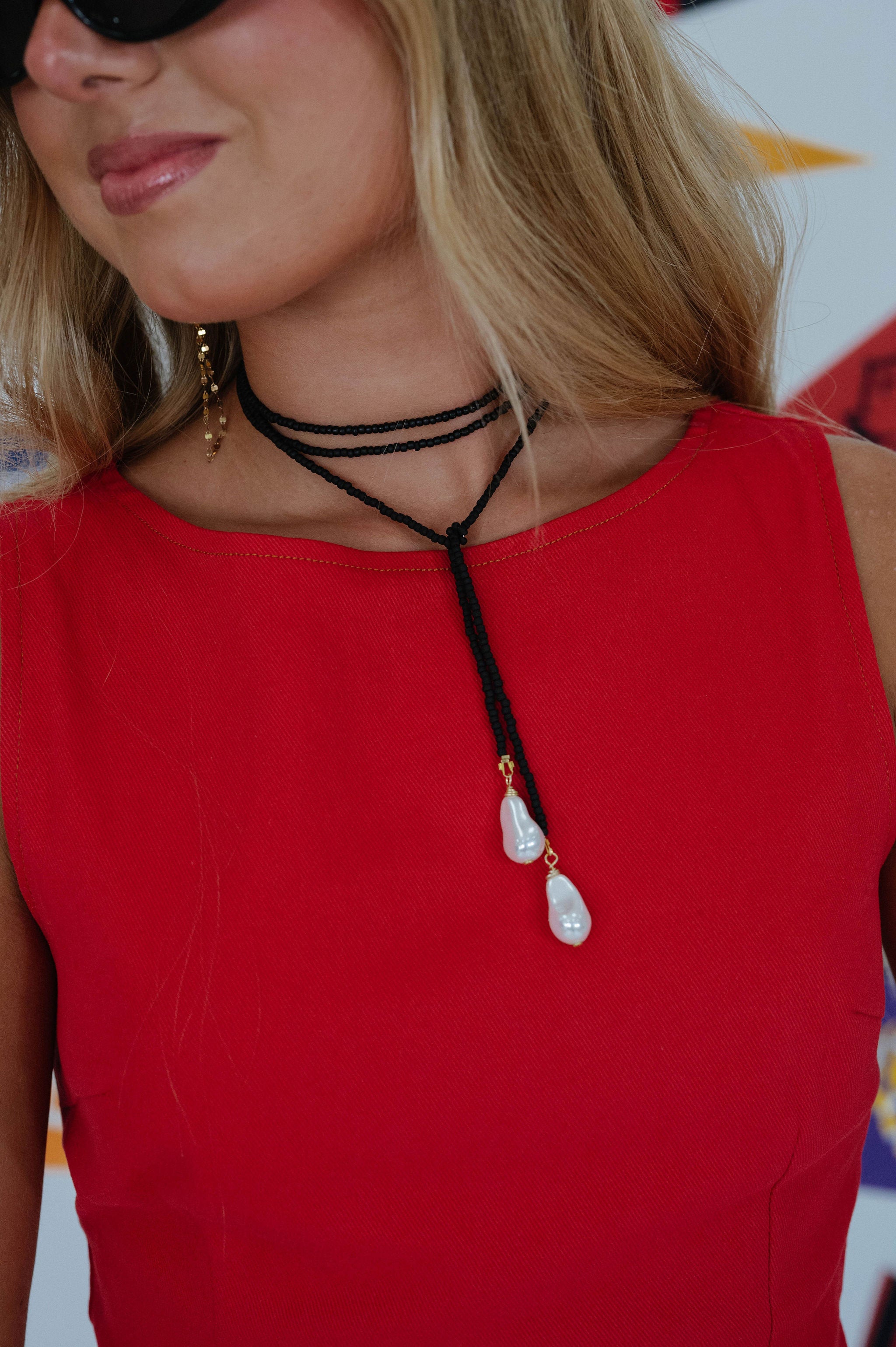 Beaded Wrap Necklace-Black