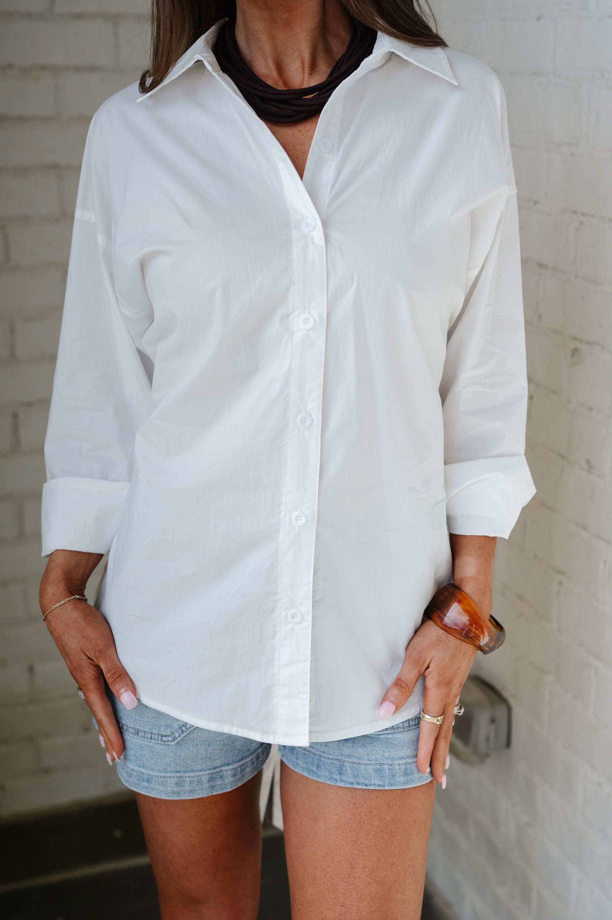 Erin Back Tie Detail Shirt-White