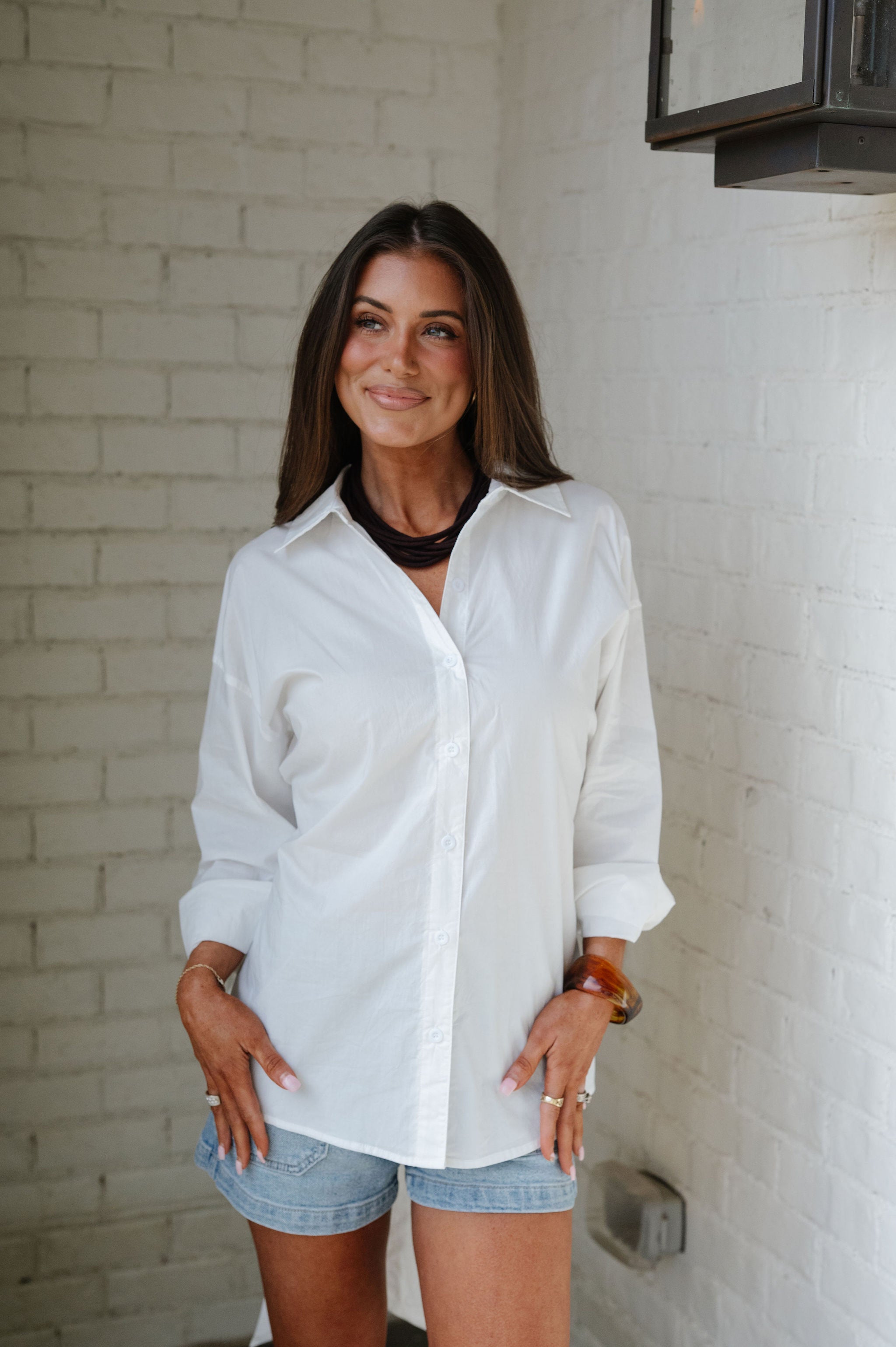 Erin Back Tie Detail Shirt-White