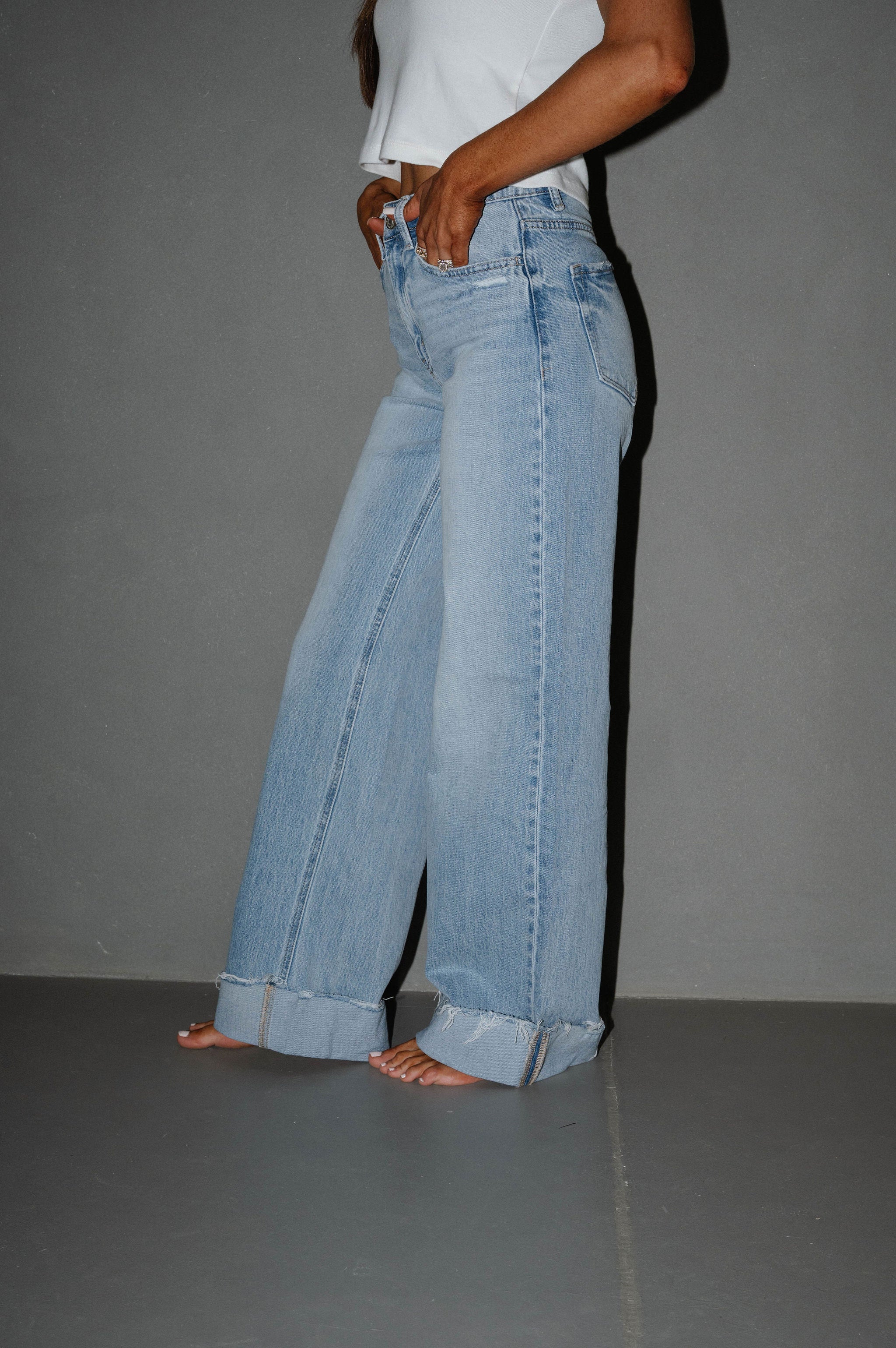 Julie Cuffed Wide Leg Jeans