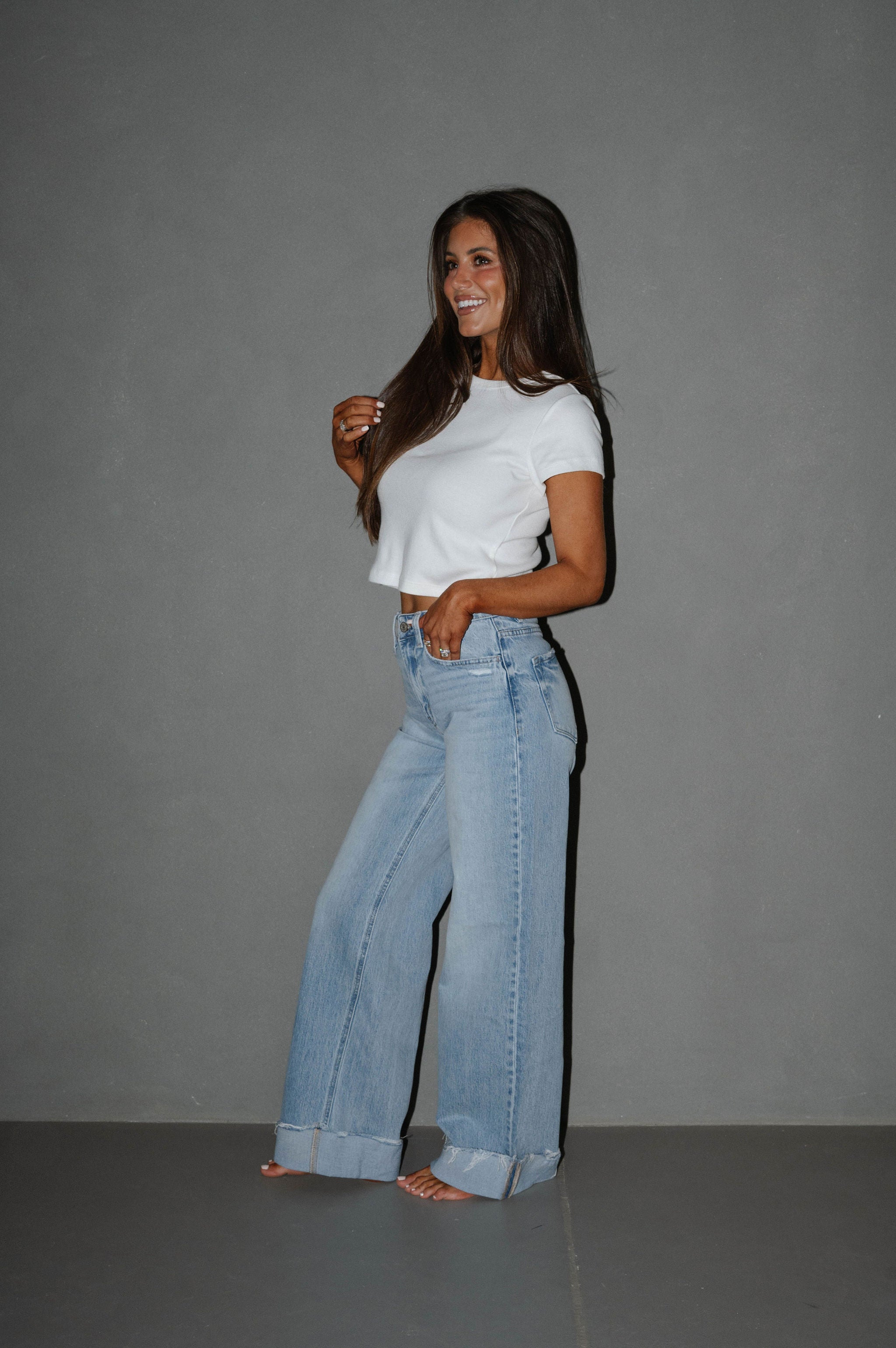 Julie Cuffed Wide Leg Jeans