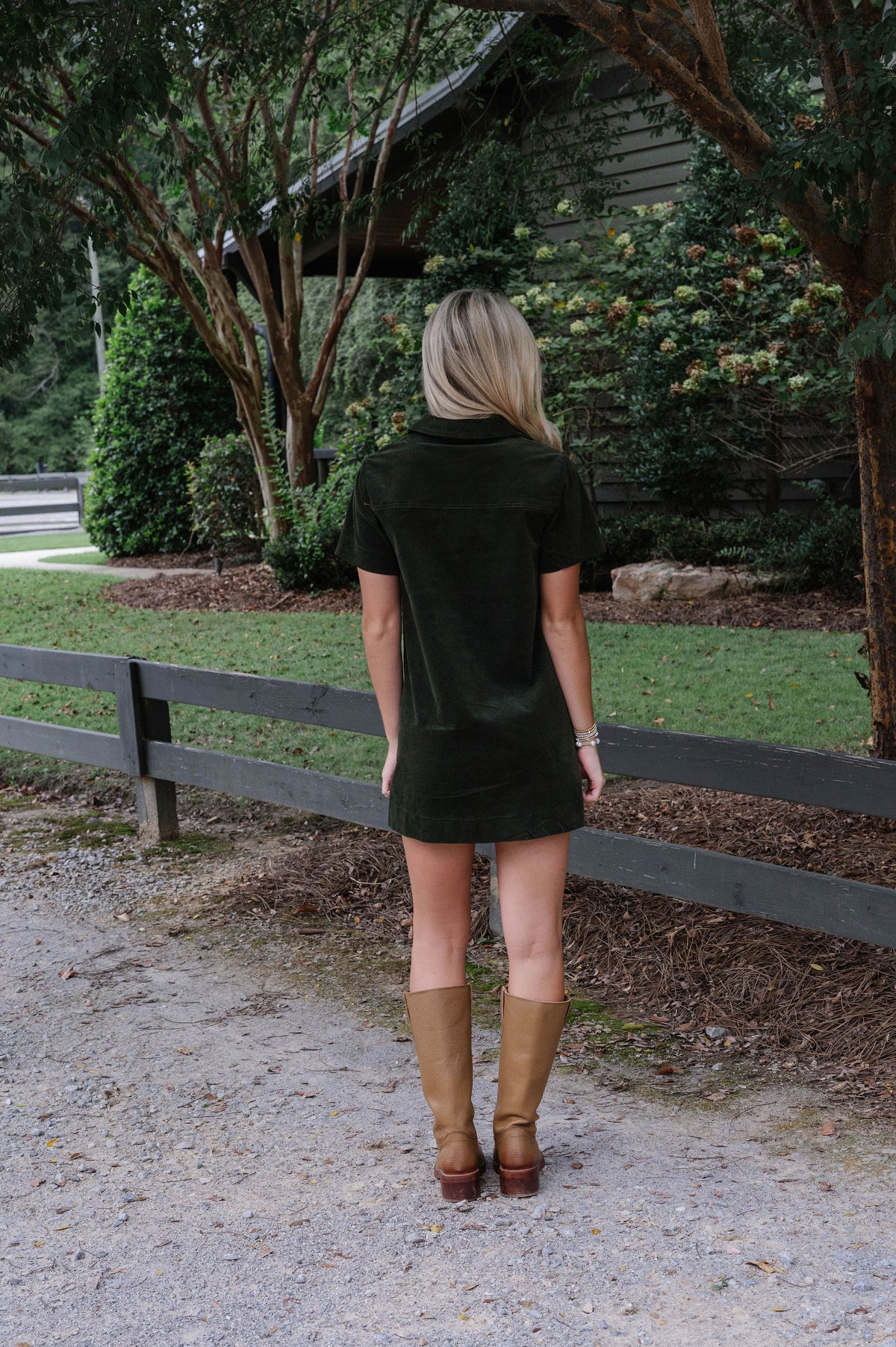 Collins Corduroy Mini Dress-Olive