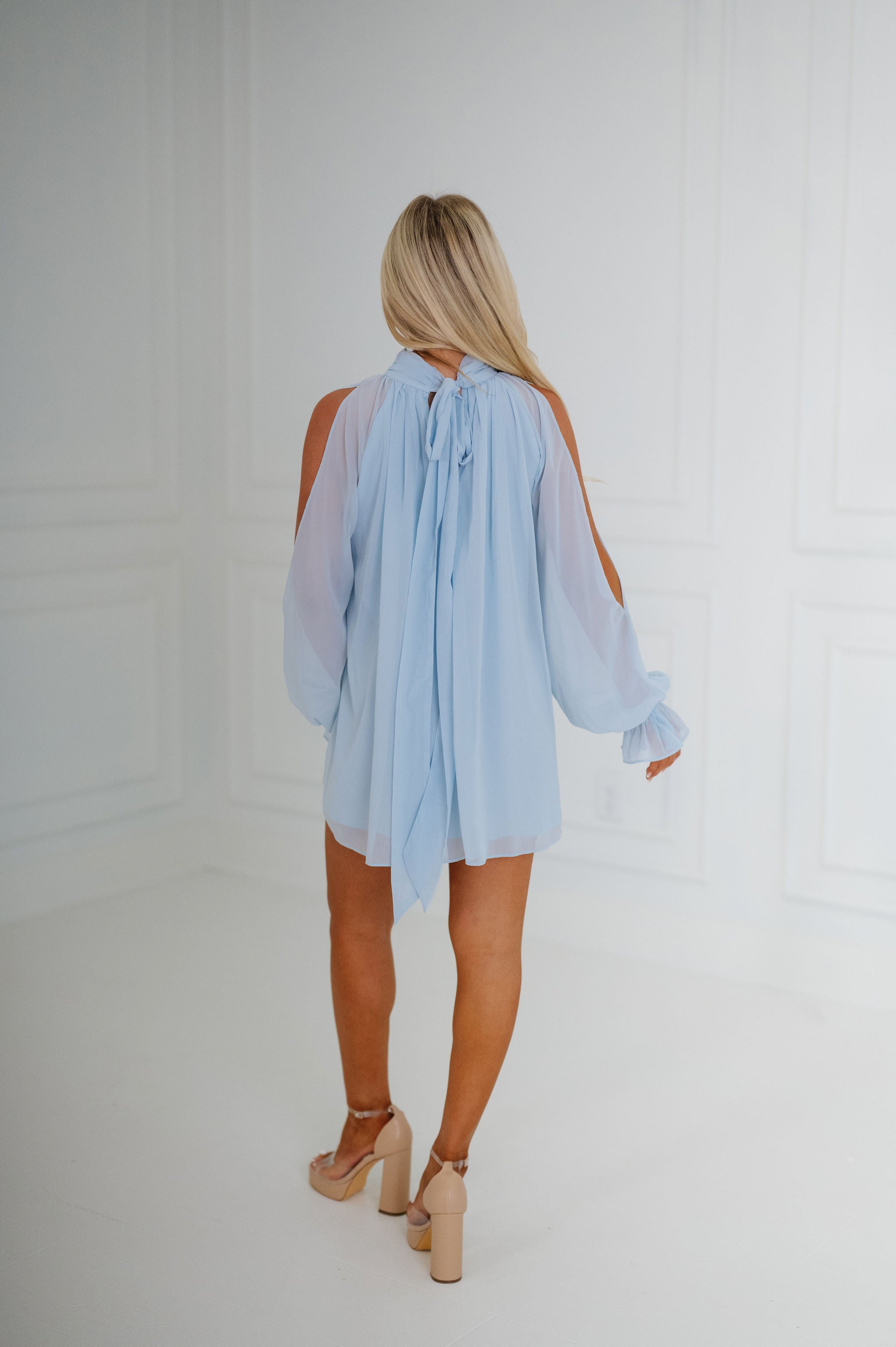 Elowen Mini Dress-Baby Blue