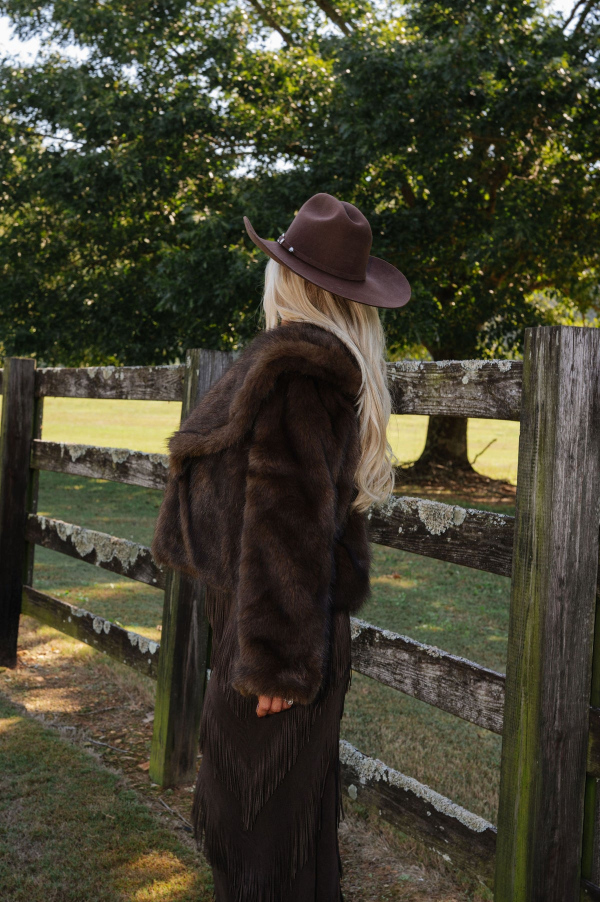 Fern Shawl Faux Fur Jacket-Coffee
