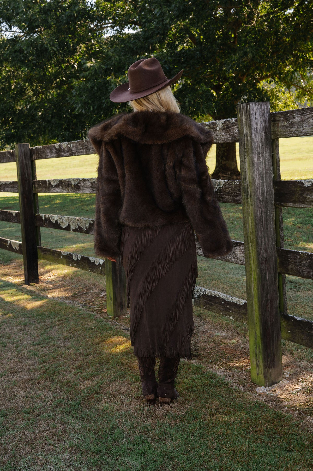 Fern Shawl Faux Fur Jacket-Coffee