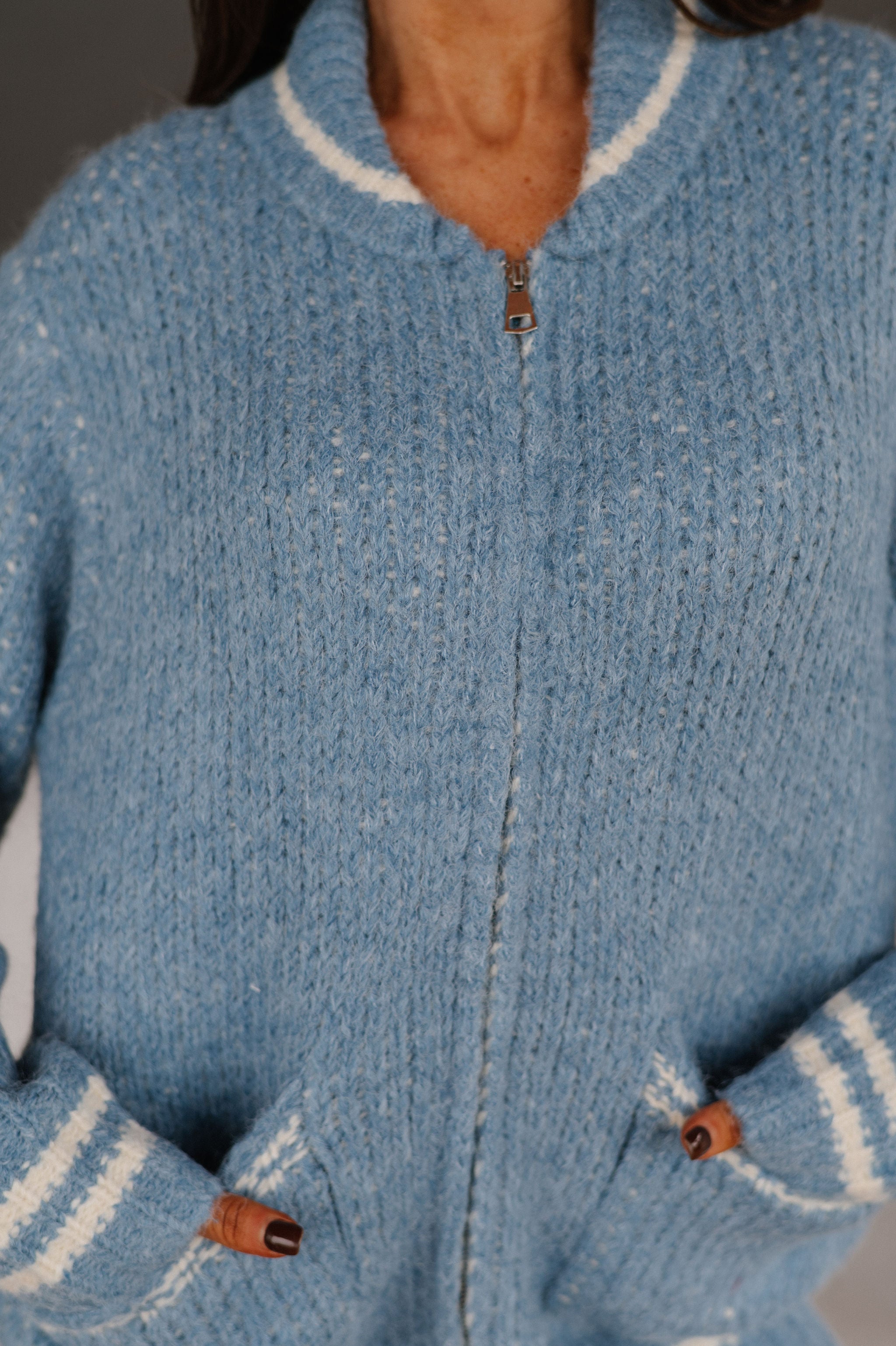 Apres Zip Cardigan-French Blue