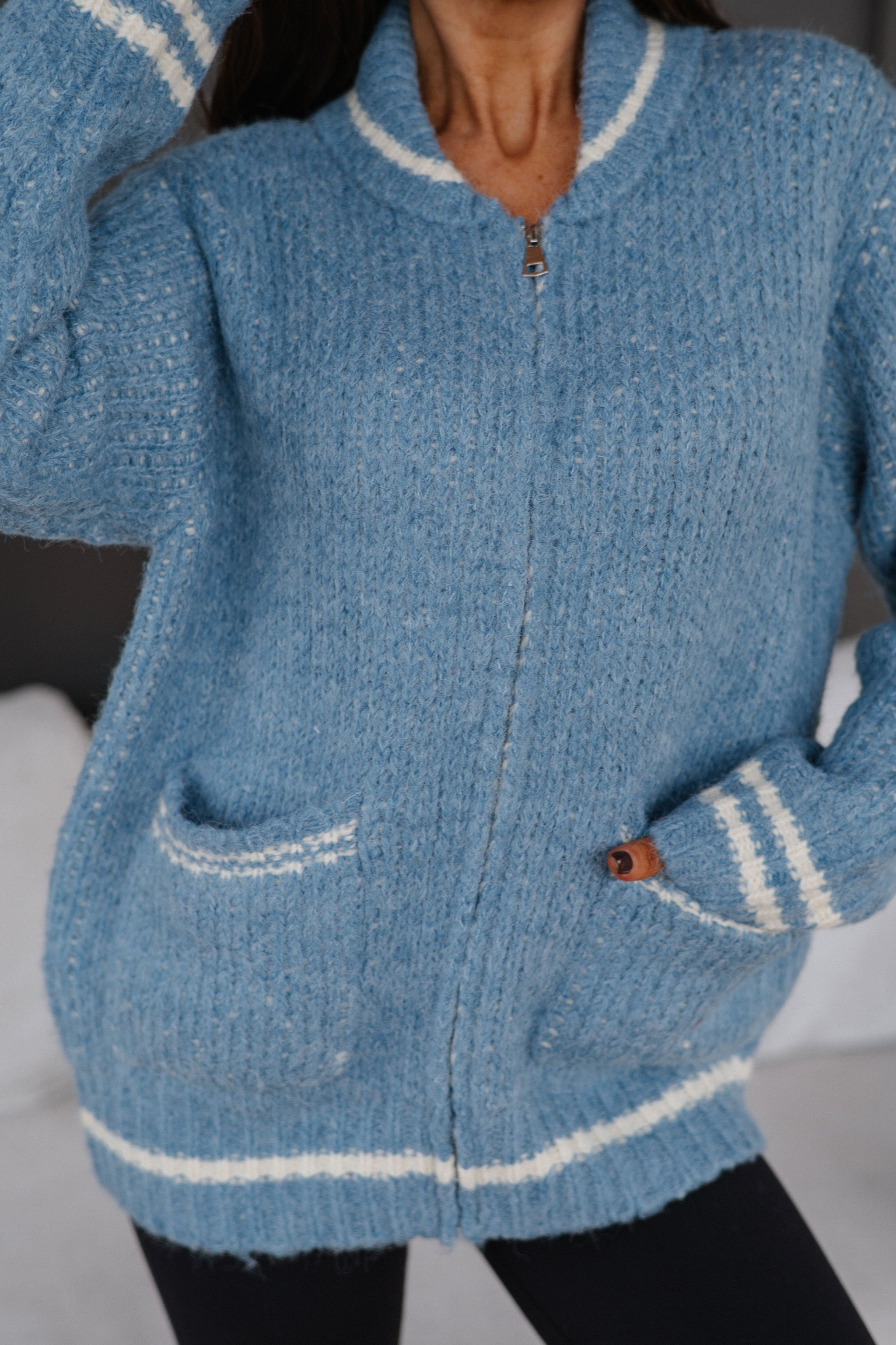 Apres Zip Cardigan-French Blue