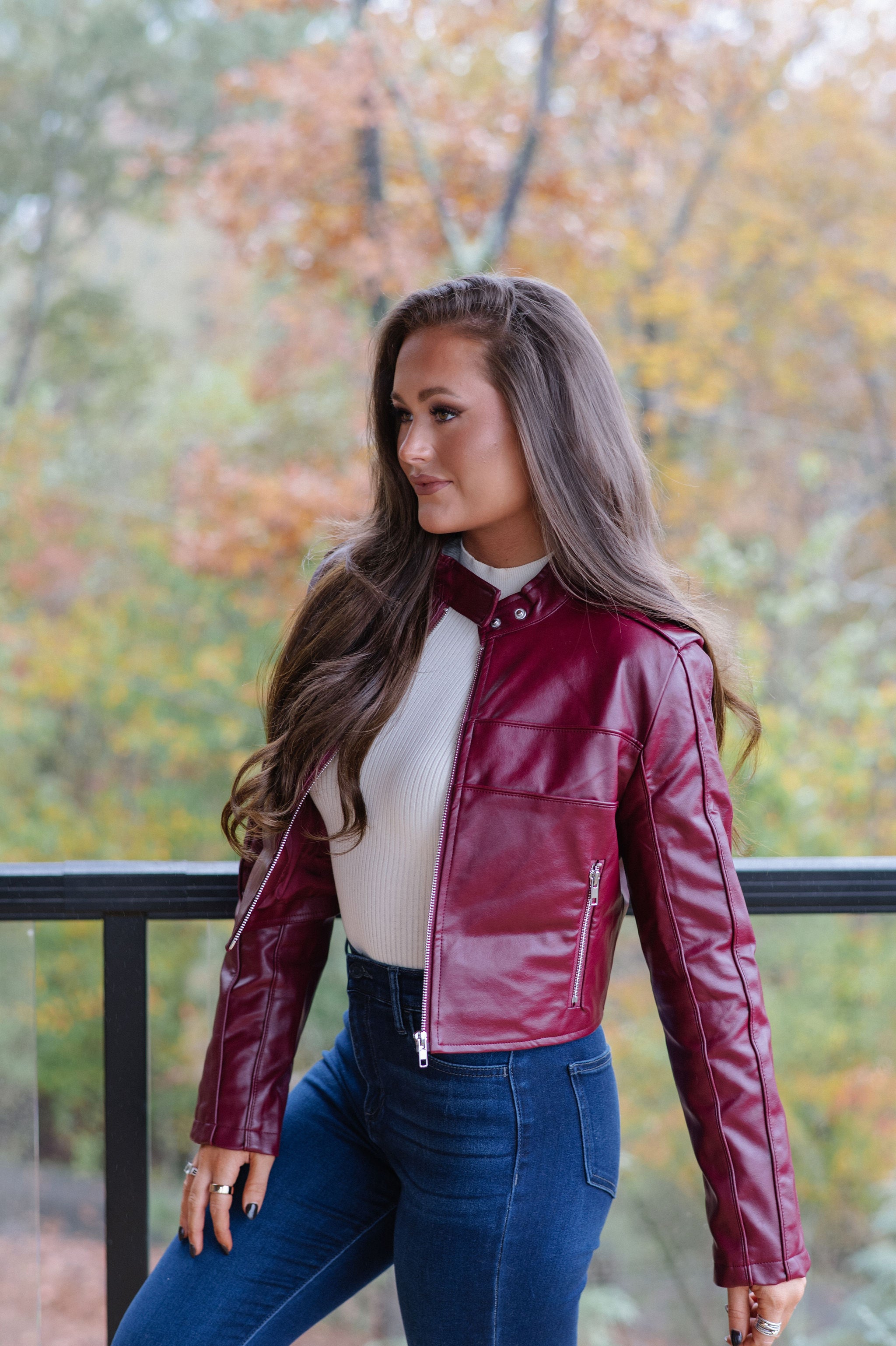 Porter Leather Jacket-Red