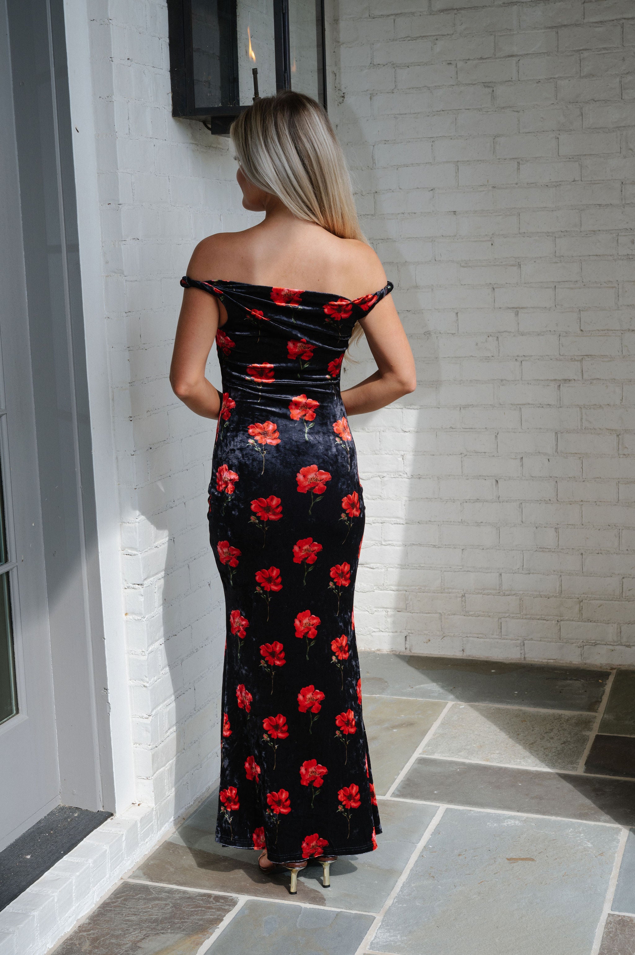 Janna Twist Maxi Dress-Black/Red